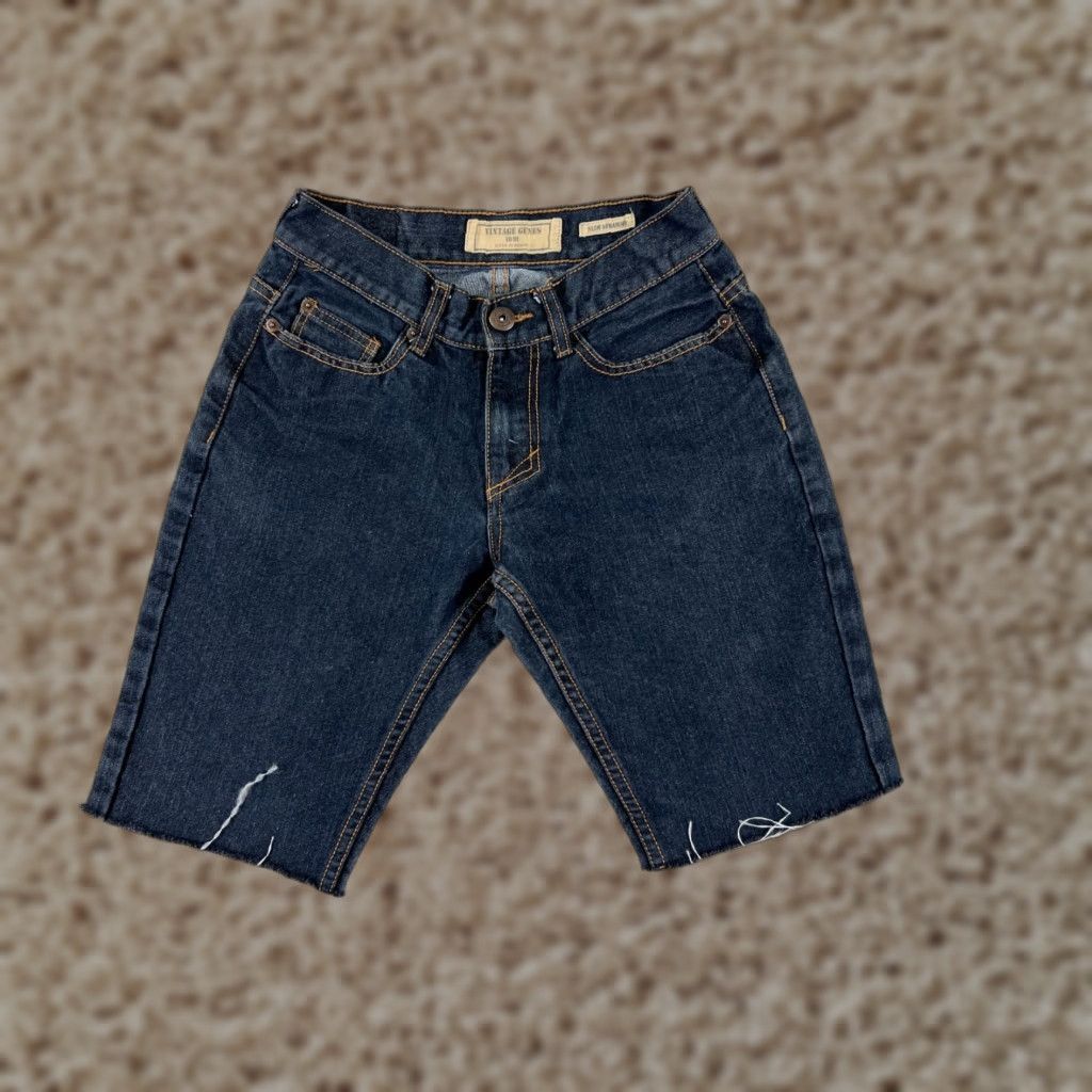 Denime VINTAGE Genes Shorts Womens 28 Blue Denim Jean Cutoff Mid Rise Dark Wash 26x10 Shirt Womens 28 Blue Denim Cut-Off 90s? Size 28" / US 6 / IT 42 - 1 Thumbnail