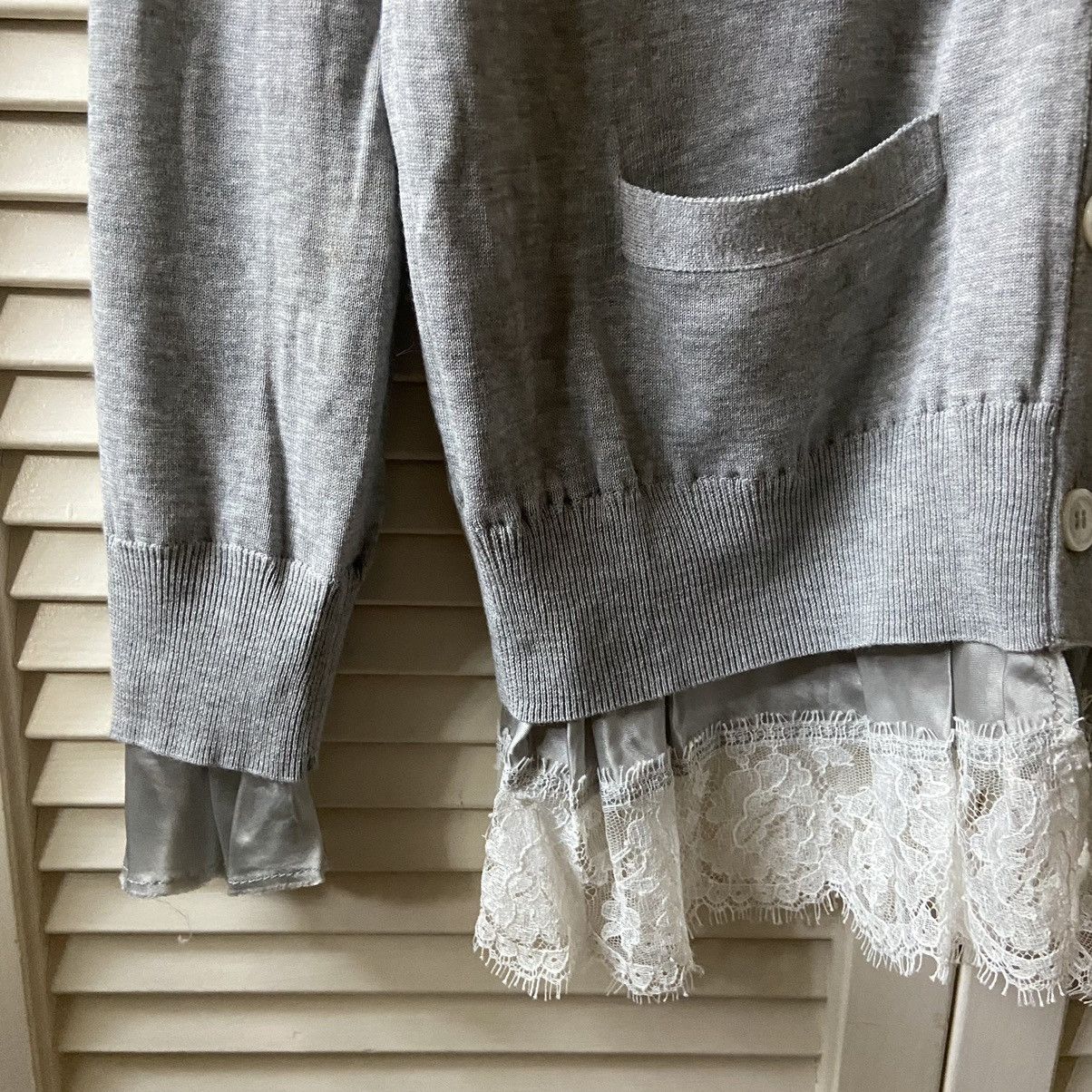 Sacai Sacai Luck Japan Grey Cardigan Sweater Lace Details Coquette Size M / US 6-8 / IT 42-44 - 2 Thumbnail