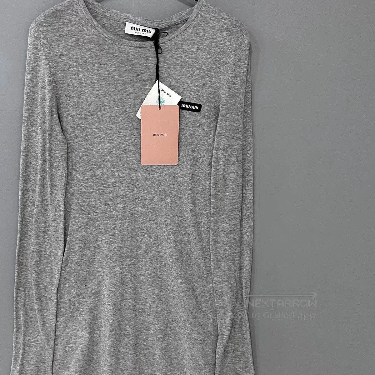Miu Miu Miumiu Gray Lace Hem Long Sleeve Top. Size M / US 6-8 / IT 42-44 - 2 Thumbnail