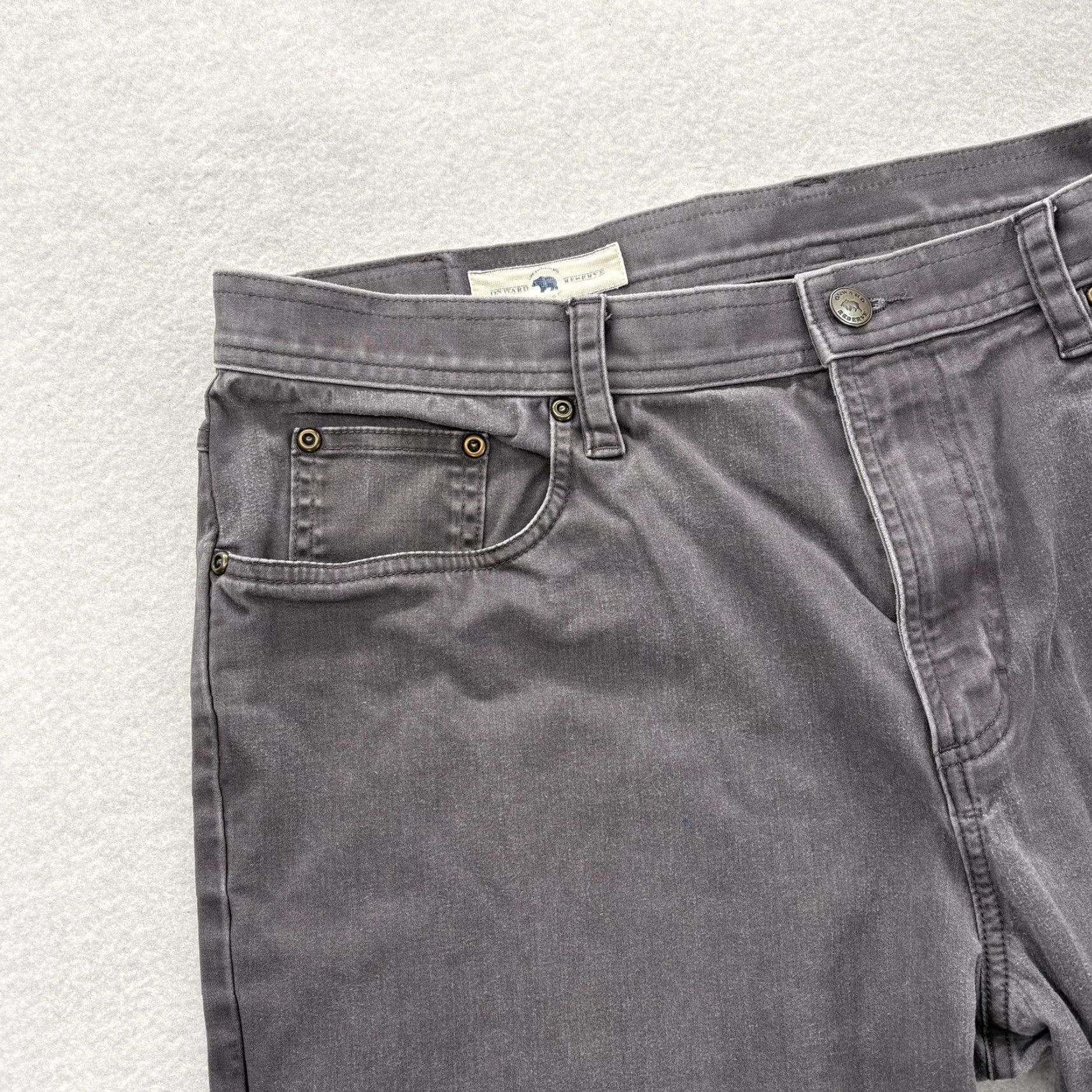 Vintage Onward Reserve Five-Pocket Pants Mens 38x34 Gray Stretch Straight Casual Workwear Regular Rise Mid Size US 38 / EU 54 - 3 Thumbnail