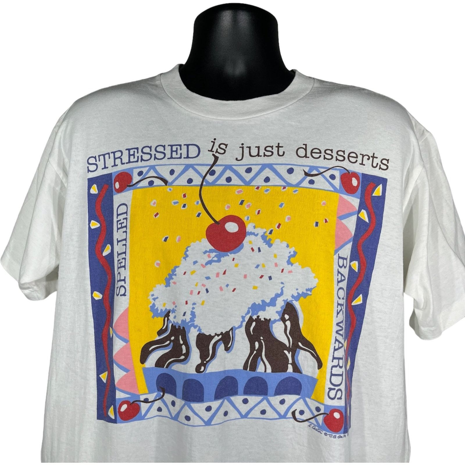 Vintage Vintage "Stressed Is Just Desserts Spelled Backwards" Tee Size US L / EU 52-54 / 3 - 2 Thumbnail