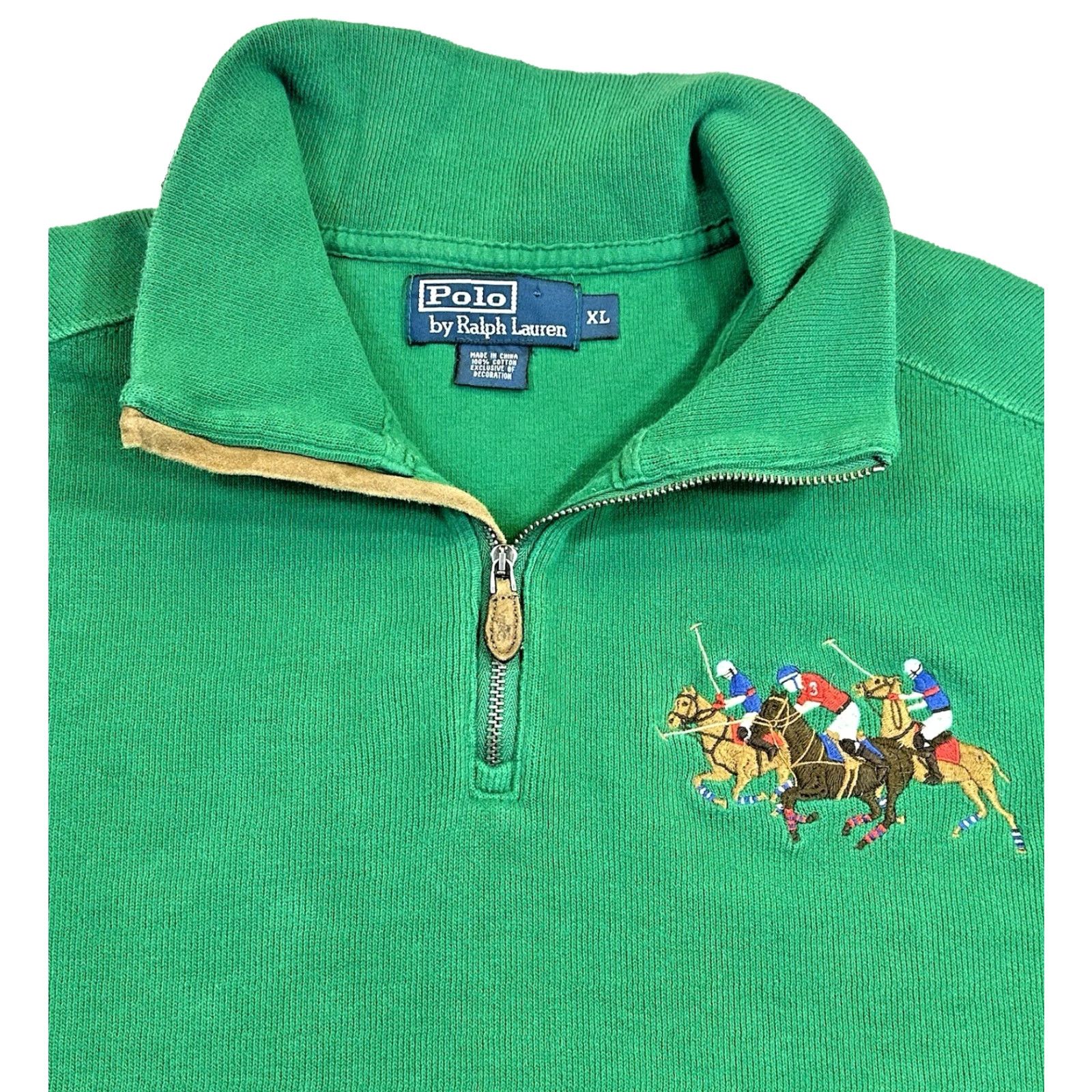 Polo Ralph Lauren Polo Ralph Lauren Big Pony Stampede Green 1/4 Zip 100% Cotton Long Sleeve XL Shirt Mens Vintage Classic 90s College Preppy Size US XL / EU 56 / 4 - 2 Thumbnail