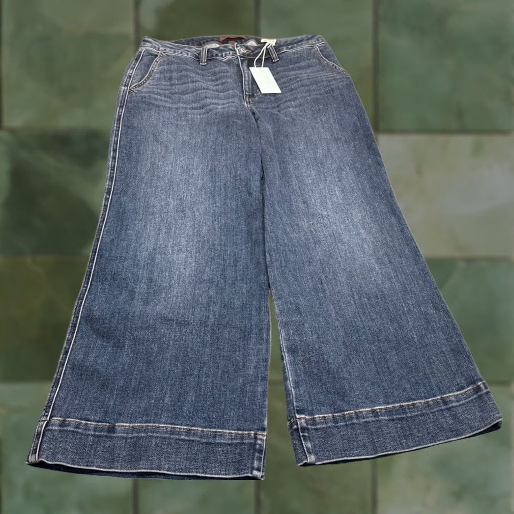 Vintage Judy Blue Retro Wide Leg Crop Jeans 14W Petite High Waist Boho Casual Size 24" / US 00 / IT 34 - 1 Thumbnail