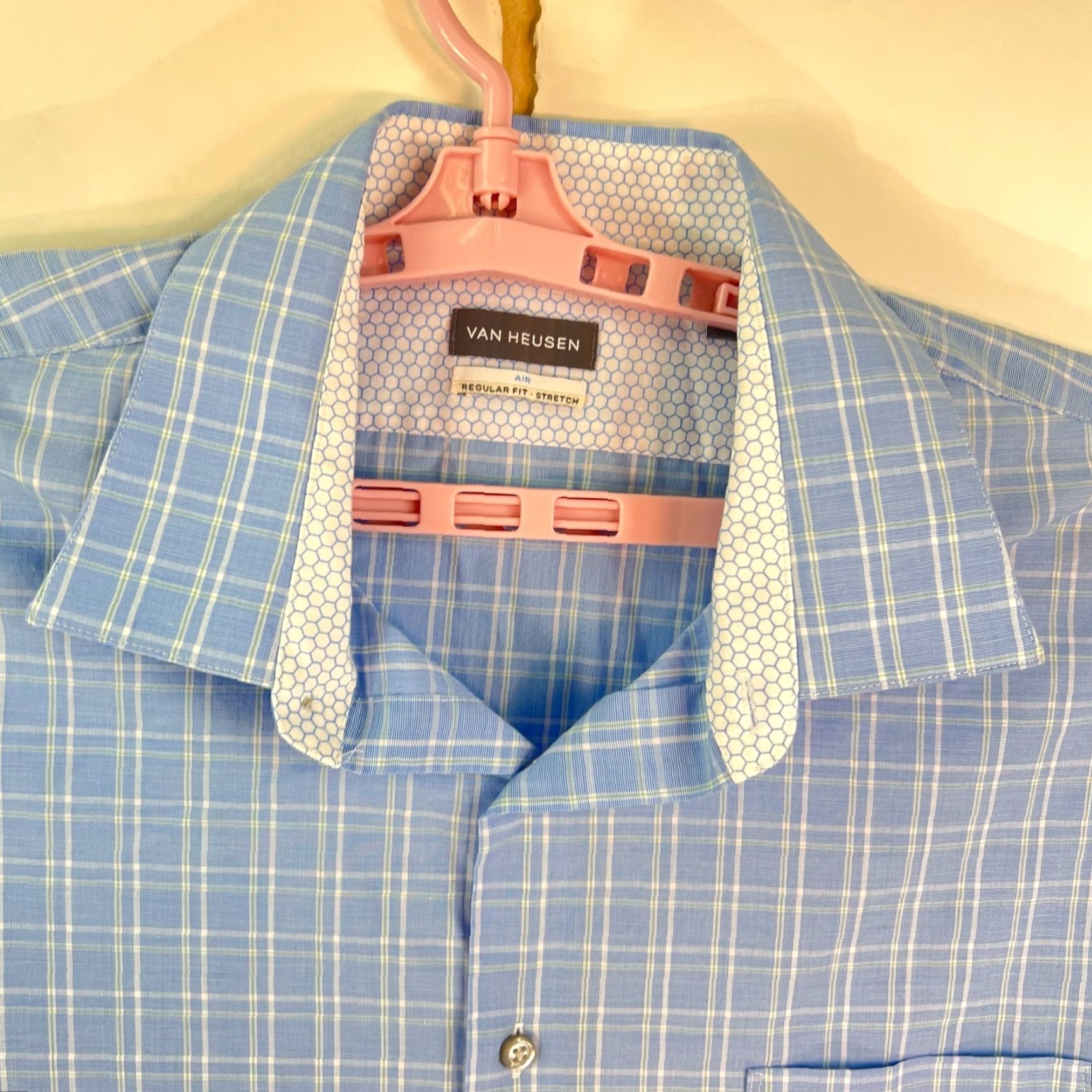 Van Heusen Van Heusen Long Sleeve Shirt Mens Size 17 1/2 X 33 Blue Checked Air Regular Fit Size US XXL / EU 58 / 5 - 2 Thumbnail