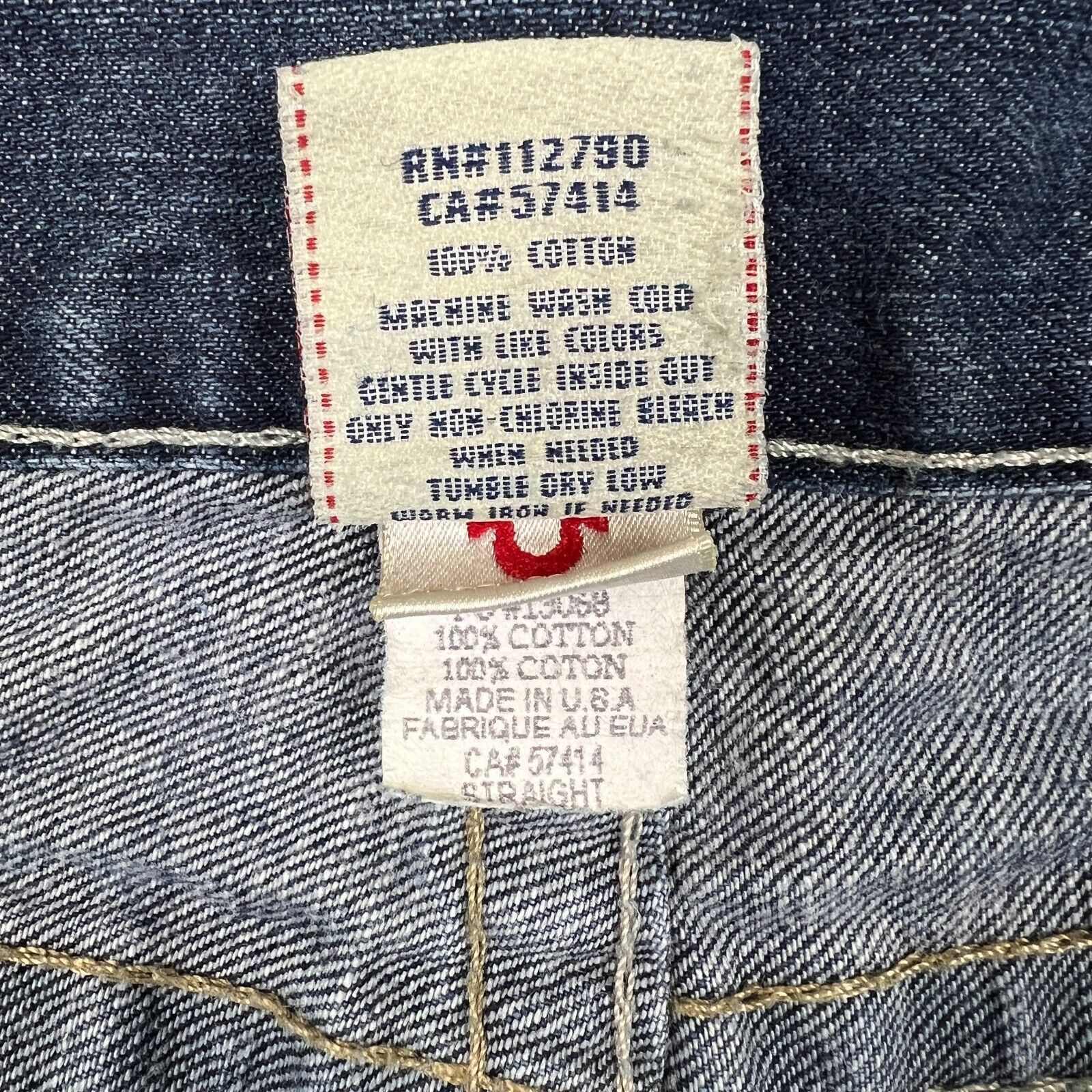 True Religion × Vintage True Religion Jeans 34x29 Straight World Tour USA Denim Pant Size US 34 / EU 50 - 10 Thumbnail