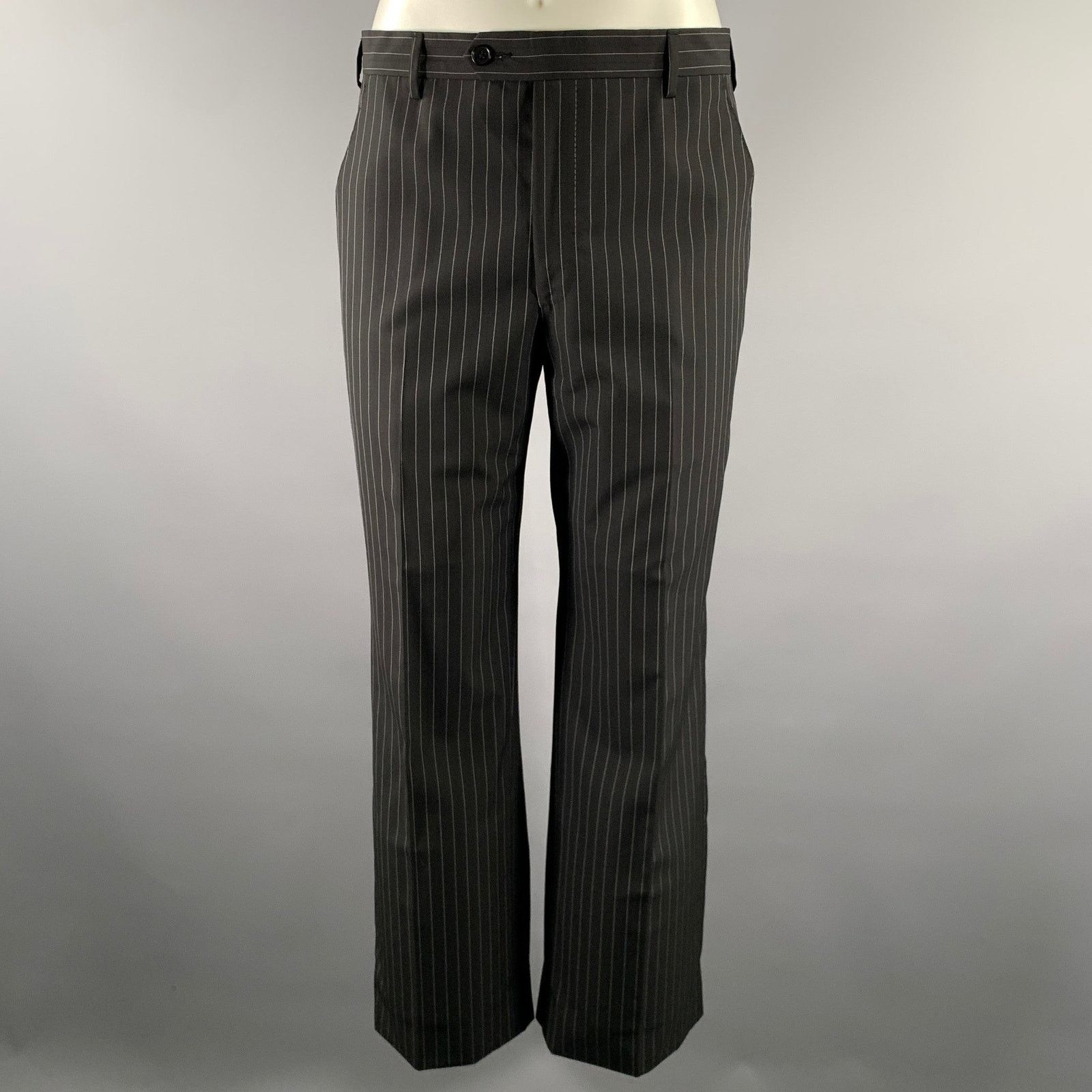 Paul Smith PAUL SMITH 38 Black White Pinstripe Wool Notch Lapel Suit Size 38R - 5 Thumbnail