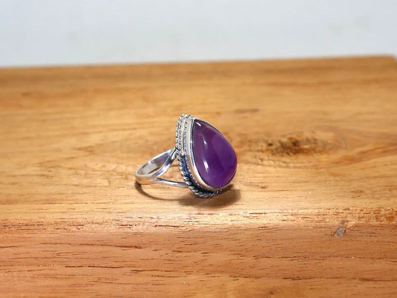 Handmade Amethyst Ring, Handmade 925 Sterling Silver Promise Ring Size ONE SIZE - 4 Thumbnail