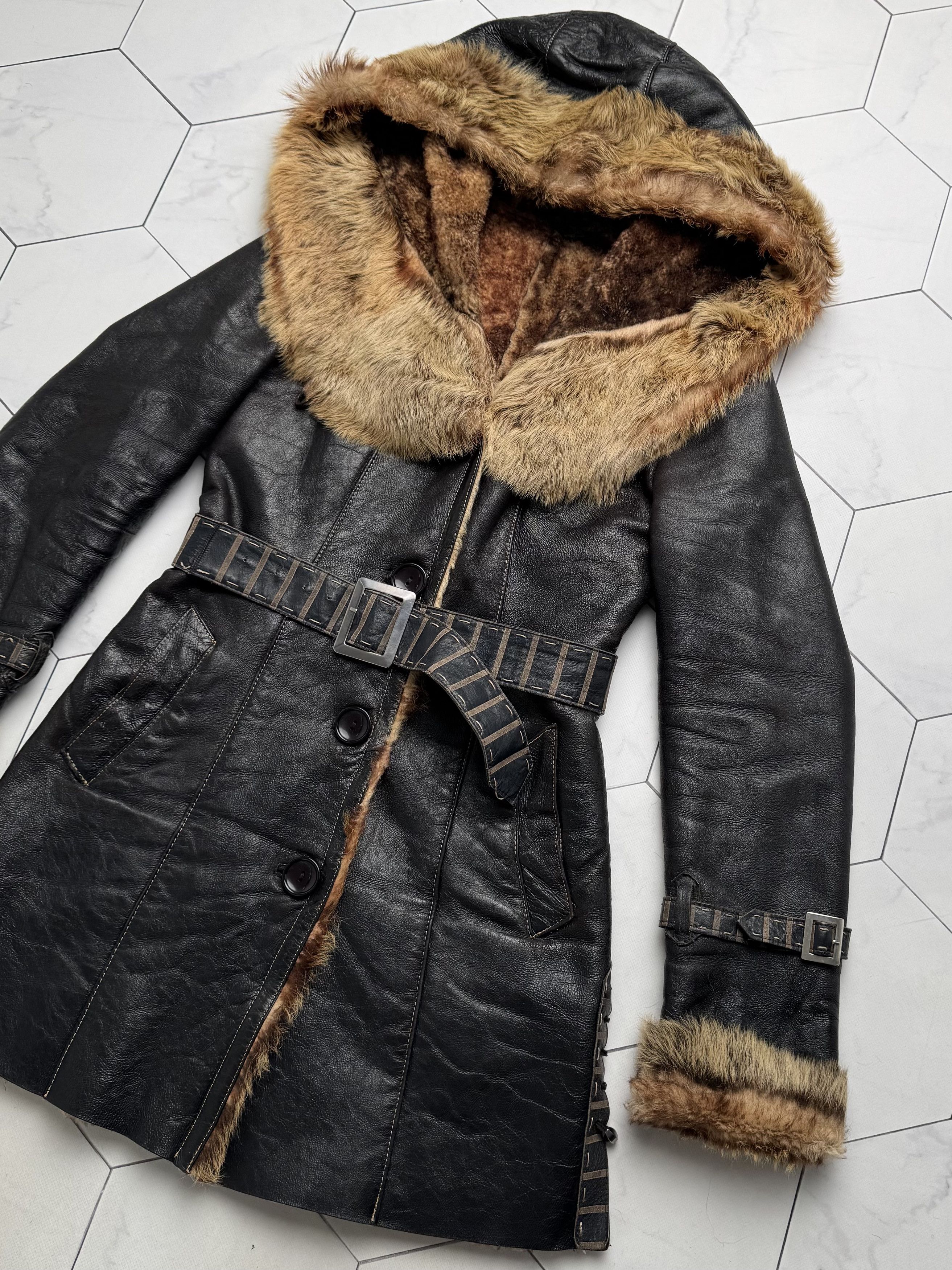 Vintage Vintage Real Sheepskin Hooded Coat With Belted (B550)E2D15 Size S / US 4 / IT 40 - 3 Thumbnail