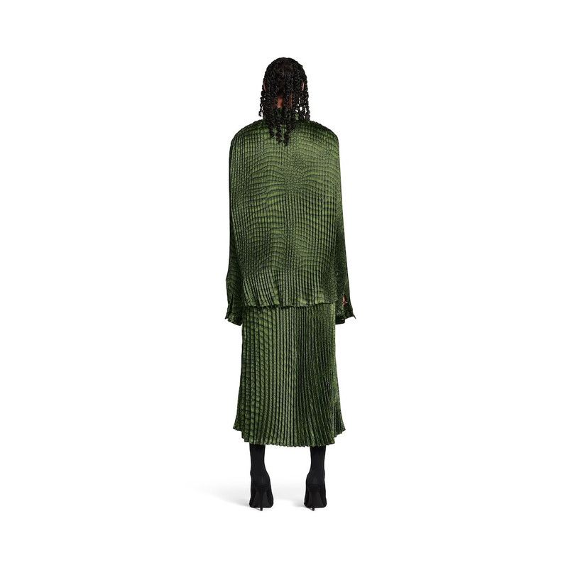Balenciaga o1tr1nto0426 Double Sleeve Pleated Dress in Green Size L / US 10 / IT 46 - 4 Thumbnail