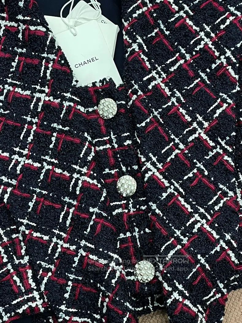 Chanel Chanel Rooftop series red black and white plaid lacing jac Size XS / US 0-2 / IT 36-38 - 8 Thumbnail