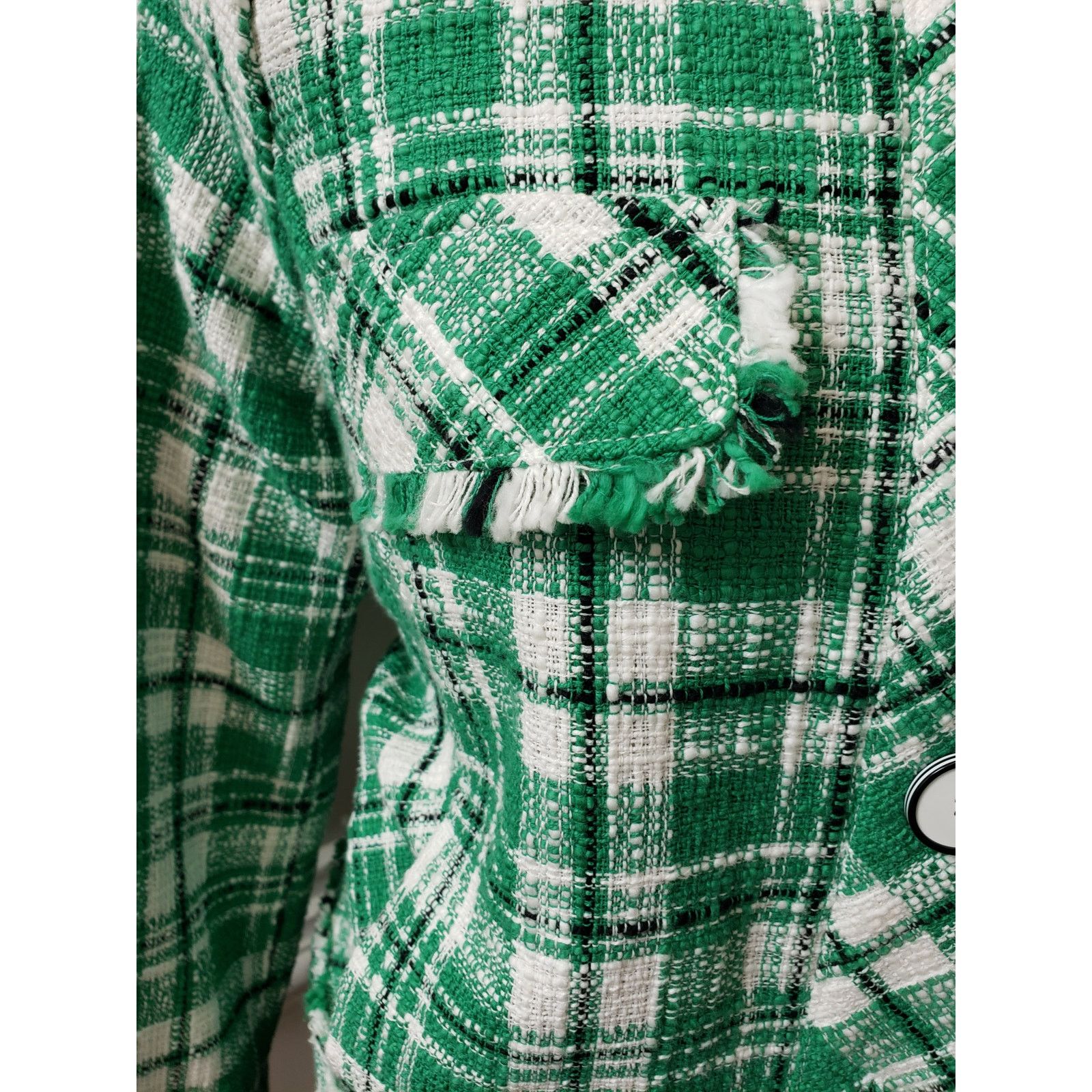 The Unbranded Brand Cabi Library Jacket Womens Medium Green White Plaid Sophia Size M / US 6-8 / IT 42-44 - 11 Thumbnail