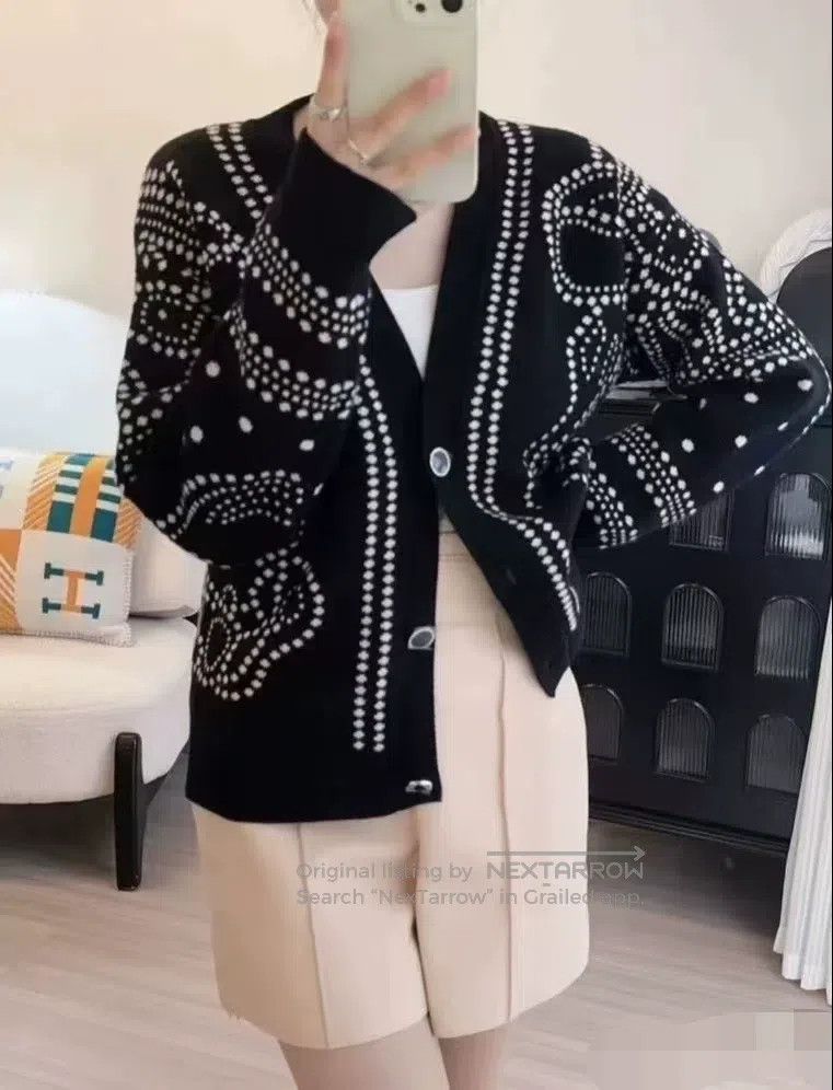 Hermes Hermes Gorgeous Bridle Black Long-Sleeve Women's Cardigan, Size XXS / US 00 / IT 34 - 9 Thumbnail