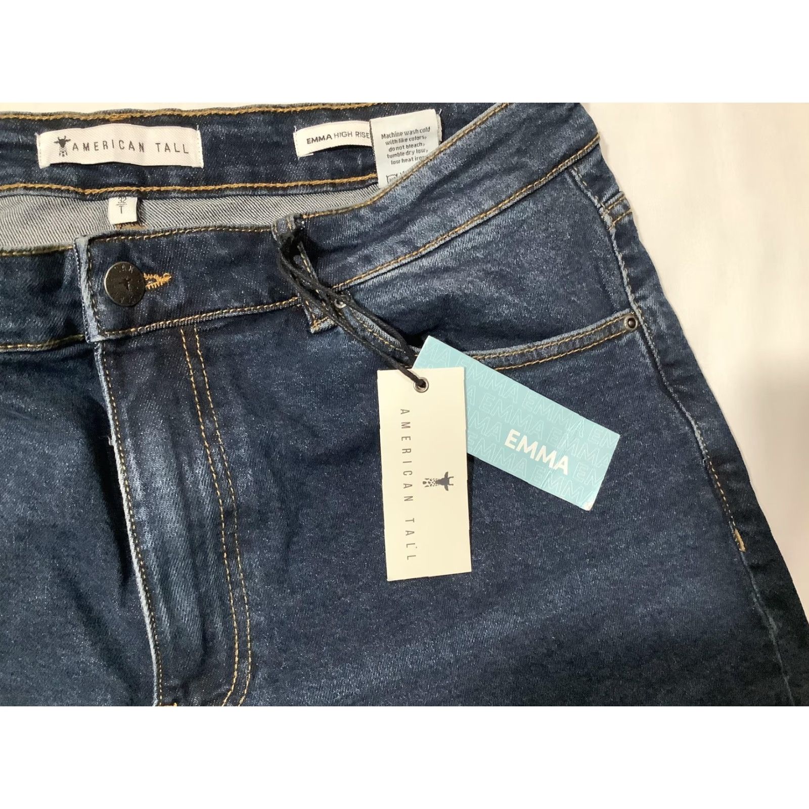 Vintage AMERICAN TALL Jeans Women 32x36 Emma High Rise Relaxed Tapered Denim Blue 5-Pocket Stretch Cotton Spandex Dark Indigo N/A Size 24" / US 00 / IT 34 - 7 Thumbnail