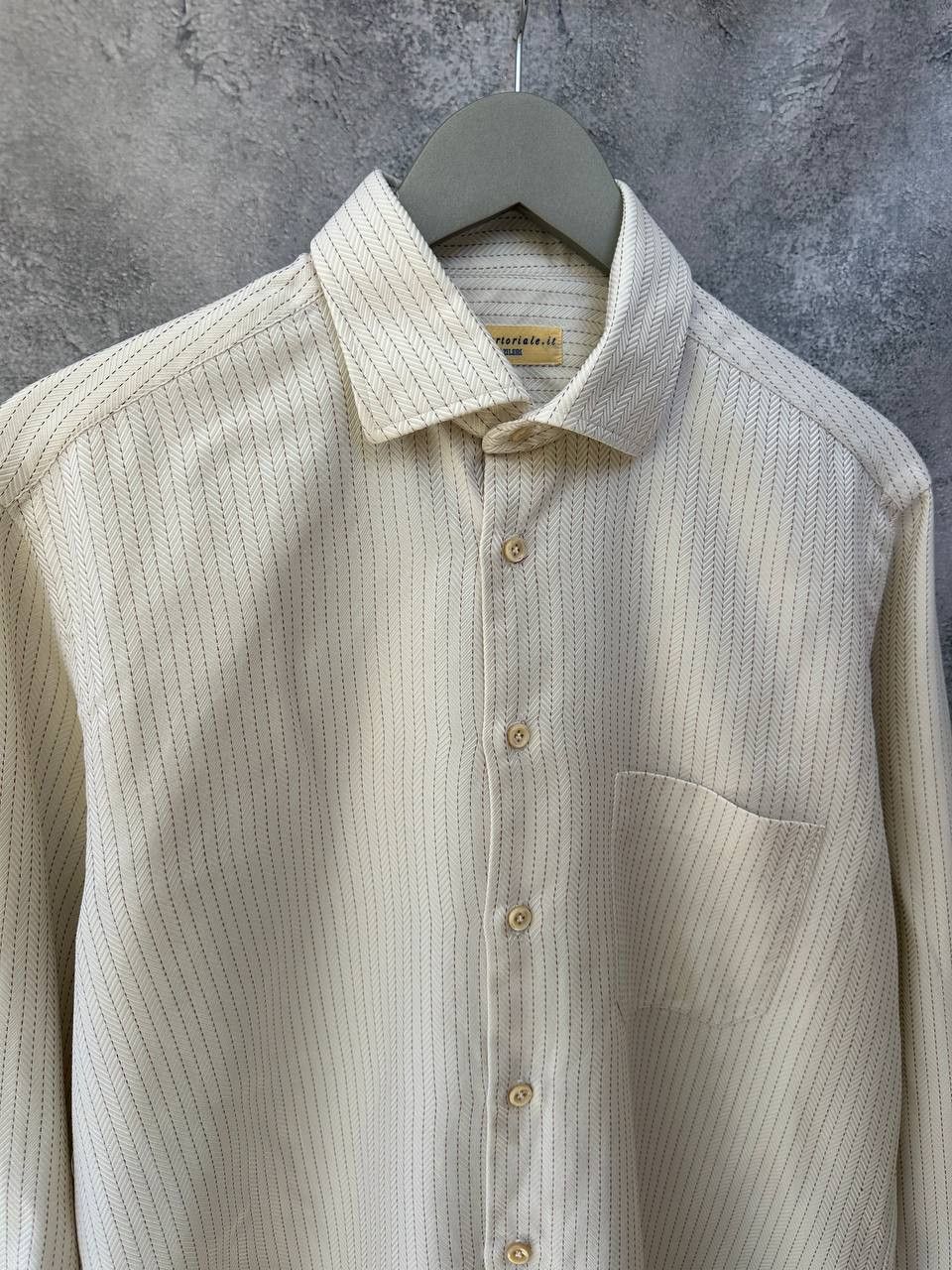 Pal Zileri × Vintage Pal Zileri Sartoriale Vintage Striped Button Up Shirt Beige Size US L / EU 52-54 / 3 - 5 Thumbnail