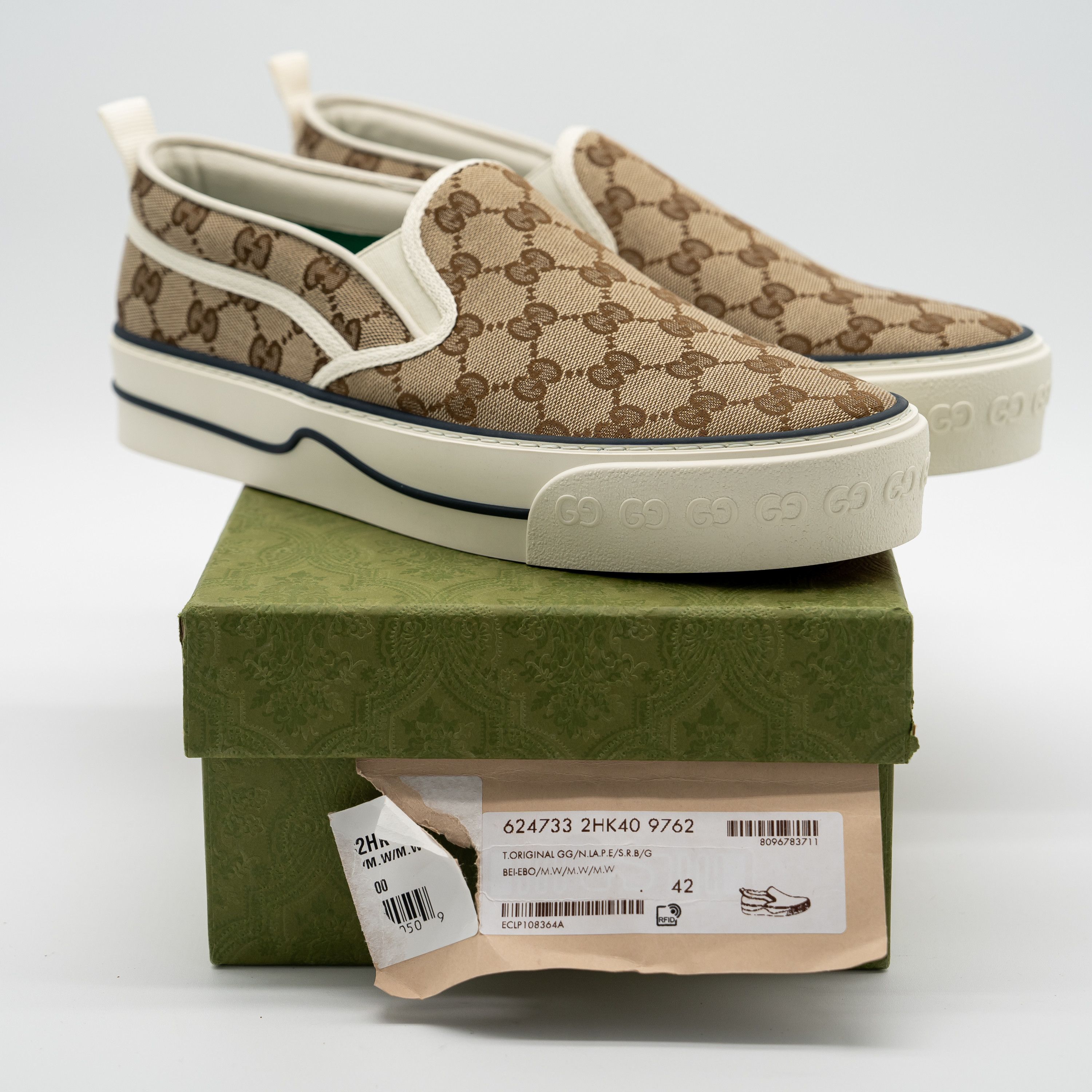 Gucci 42G Gucci GG Supreme Loafers Sneakers Slip On Tennis Beige Size US 12 / IT 42 - 11 Thumbnail