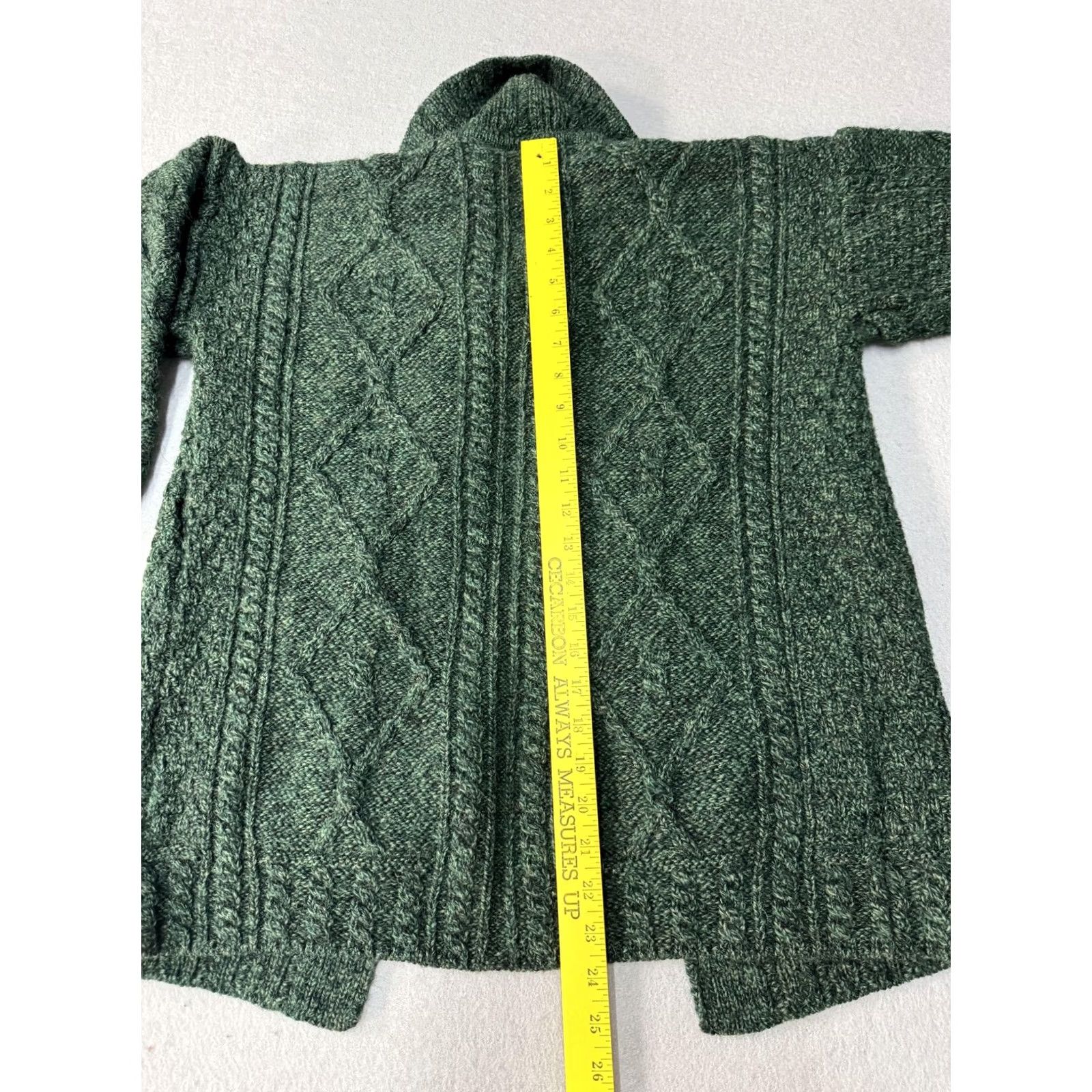 Vintage Carraig Donn Sweater Womens Medium Green Aran Cable Knit Ireland Wool Size M / US 6-8 / IT 42-44 - 6 Thumbnail