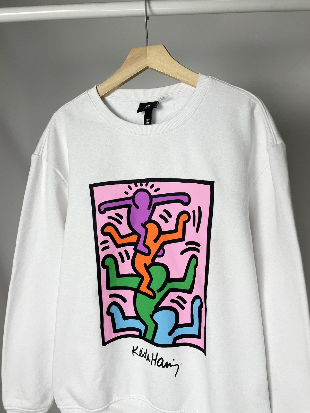 H&M × Keith Haring Keith Haring 🚹 White Printed Sweatshirt ; Vintage Graffiti Size US M / EU 48-50 / 2 - 3 Thumbnail