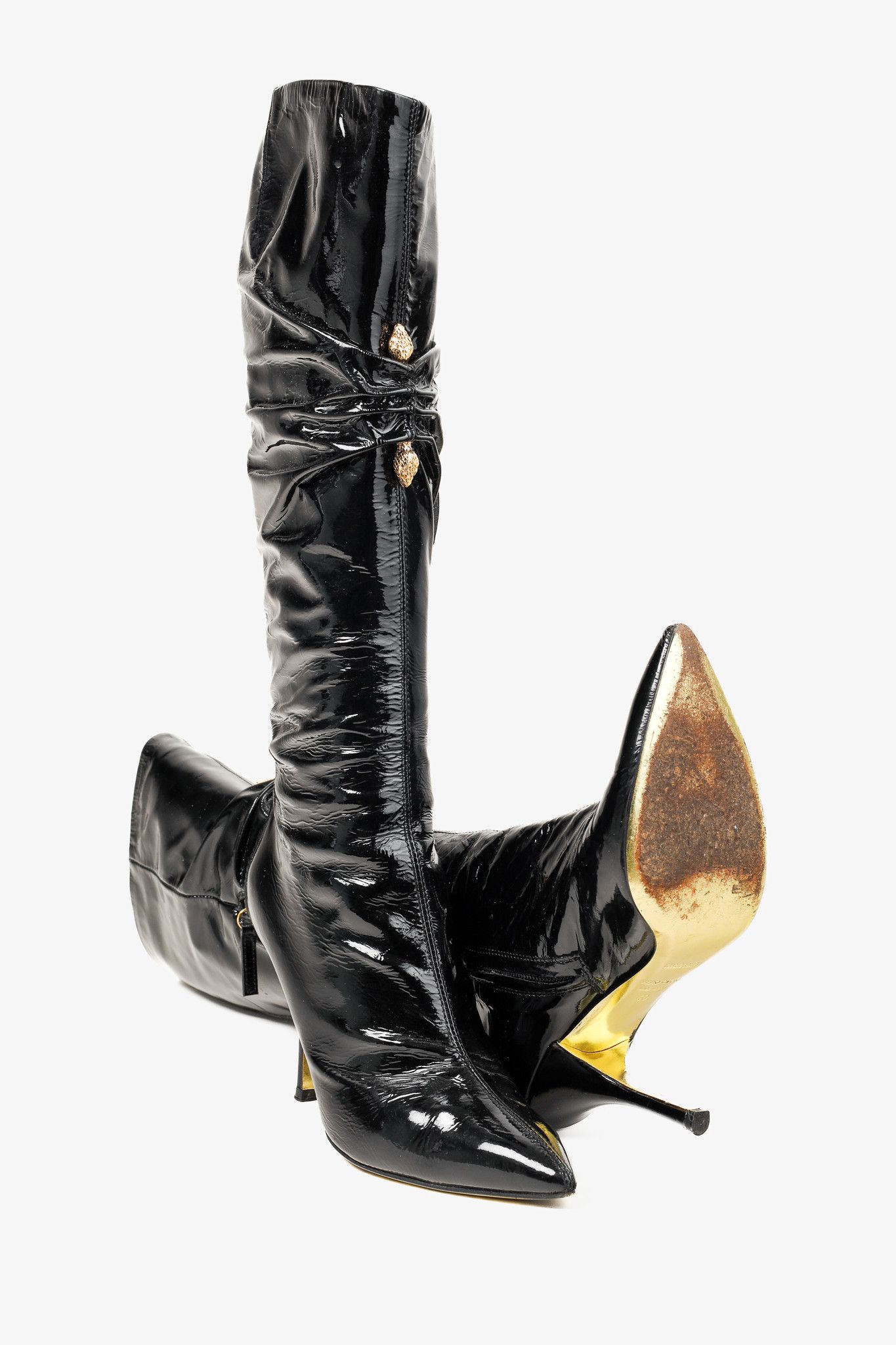 Roberto Cavalli Roberto Cavalli Patent Leather Snake-Heads Stiletto Boot Size US 9.5 / IT 39.5 - 4 Thumbnail