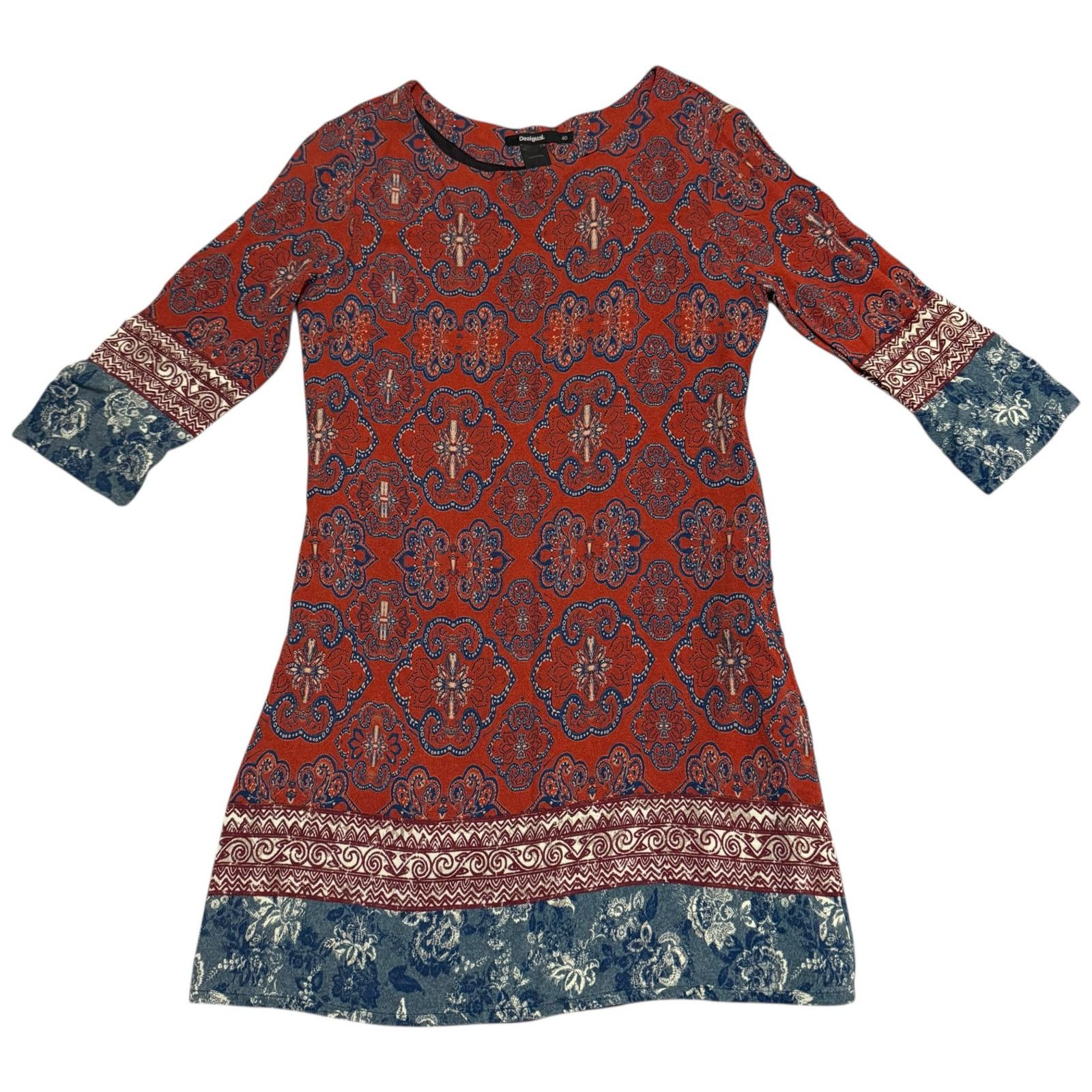 Desigual Desigual Tina Mini Dress Pattern Print Red Blue Size 40 / M Size M / US 6-8 / IT 42-44 - 3 Thumbnail