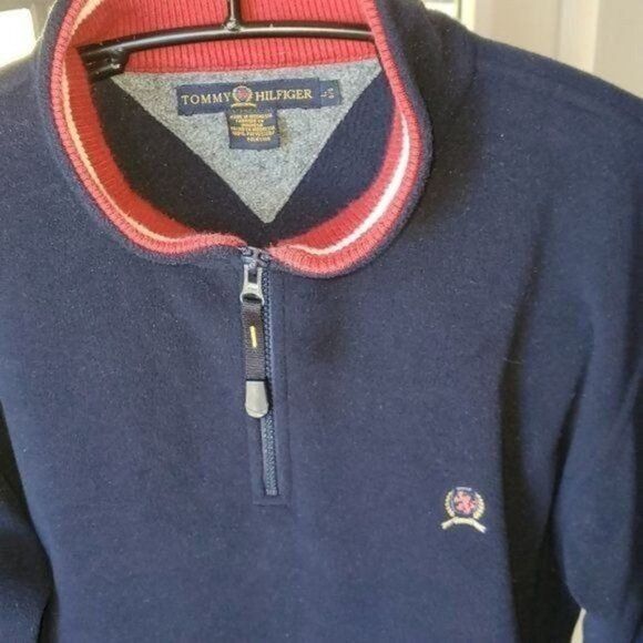 Tommy Hilfiger Tommy Hilfiger Embroider Logo Sz L Blue w Red Accent 1/4 Zip Size US L / EU 52-54 / 3 - 3 Thumbnail