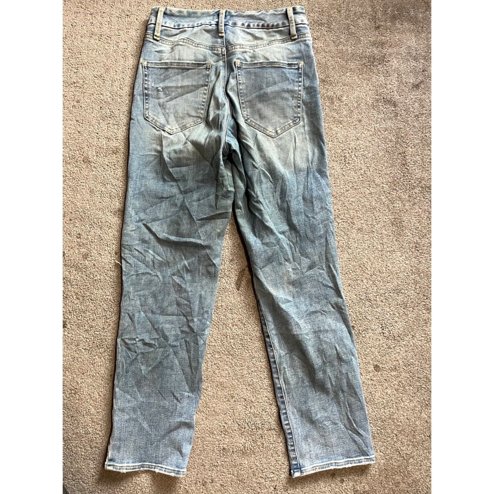 Express Express Jeans Women's Small Straight Ankle High Rise Blue Denim S 0 2 4 Distress Size 28" / US 6 / IT 42 - 3 Thumbnail