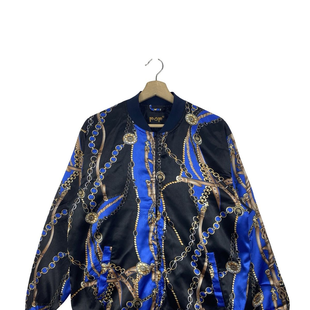 Vintage Vintage POP ENGLAND Chain Baroque Print Satin Bomber Jacket Size US L / EU 52-54 / 3 - 2 Thumbnail