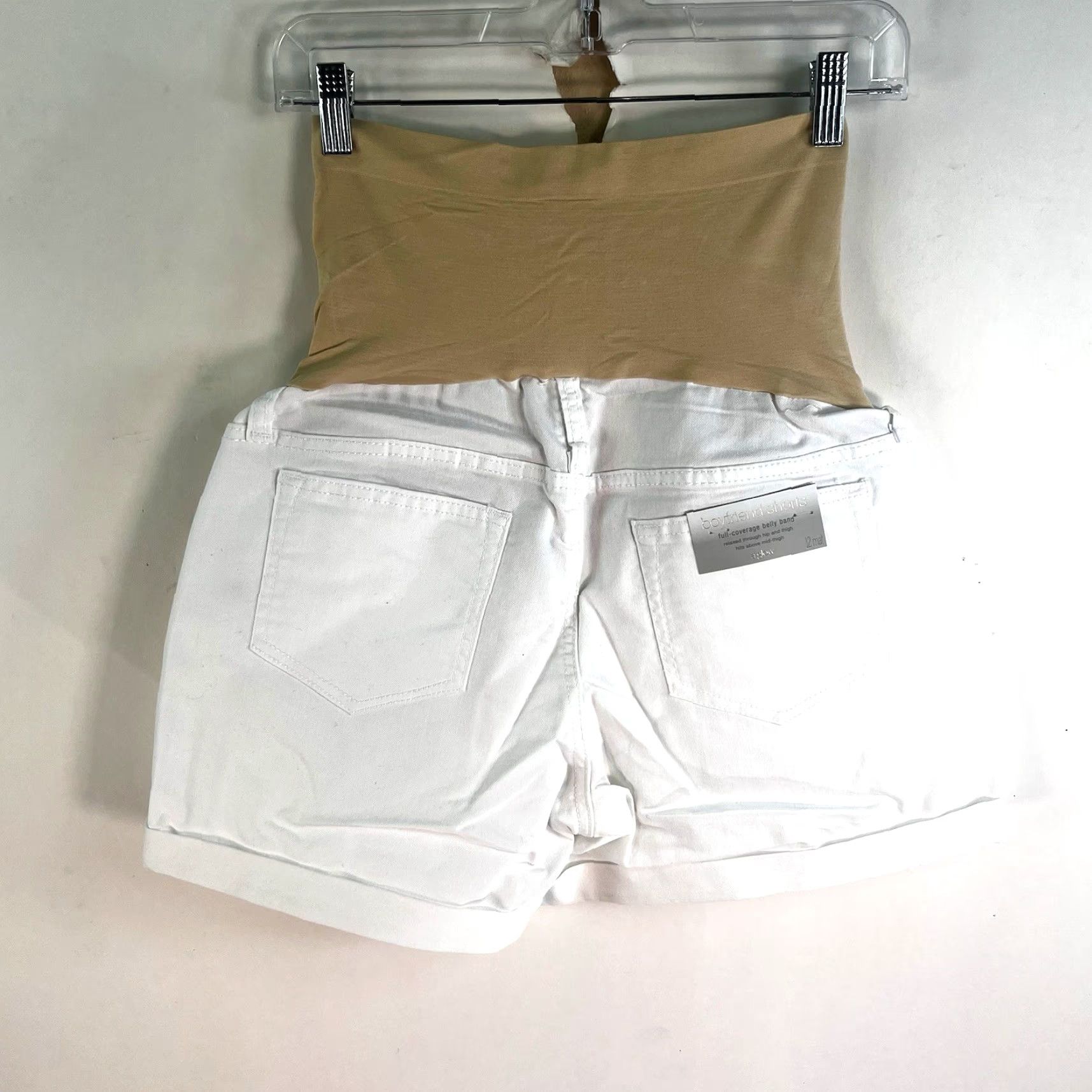Bell a:glow Maternity Boyfriend Shorts Adult Women White Denim 12 32x5 High Rise Stretch 5-Pocket NWT Size 34" / US 12 / IT 48 - 5 Thumbnail