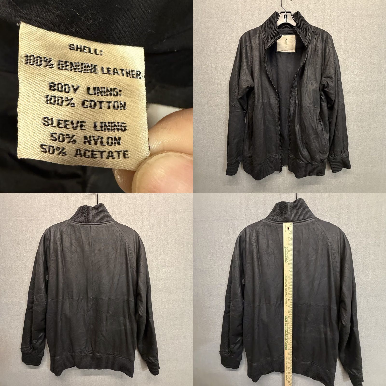 Vintage Invisible Tailoring Leather Bomber Jacket Men Medium Black Zip Size US M / EU 48-50 / 2 - 8 Thumbnail
