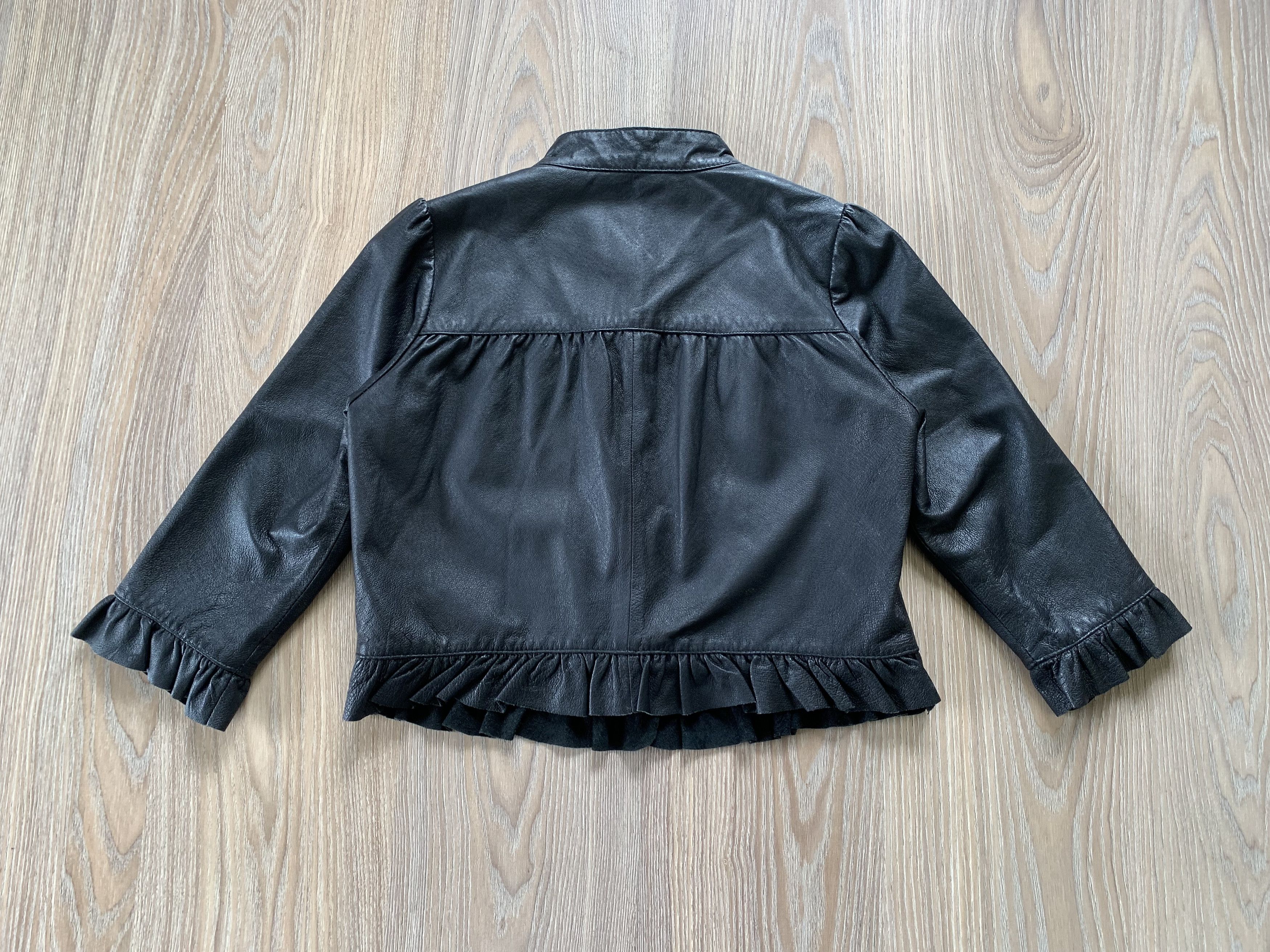 Genuine Leather Lipsy London Womens Black Leather Button Patch Pocket Jacket Size M / US 6-8 / IT 42-44 - 3 Thumbnail