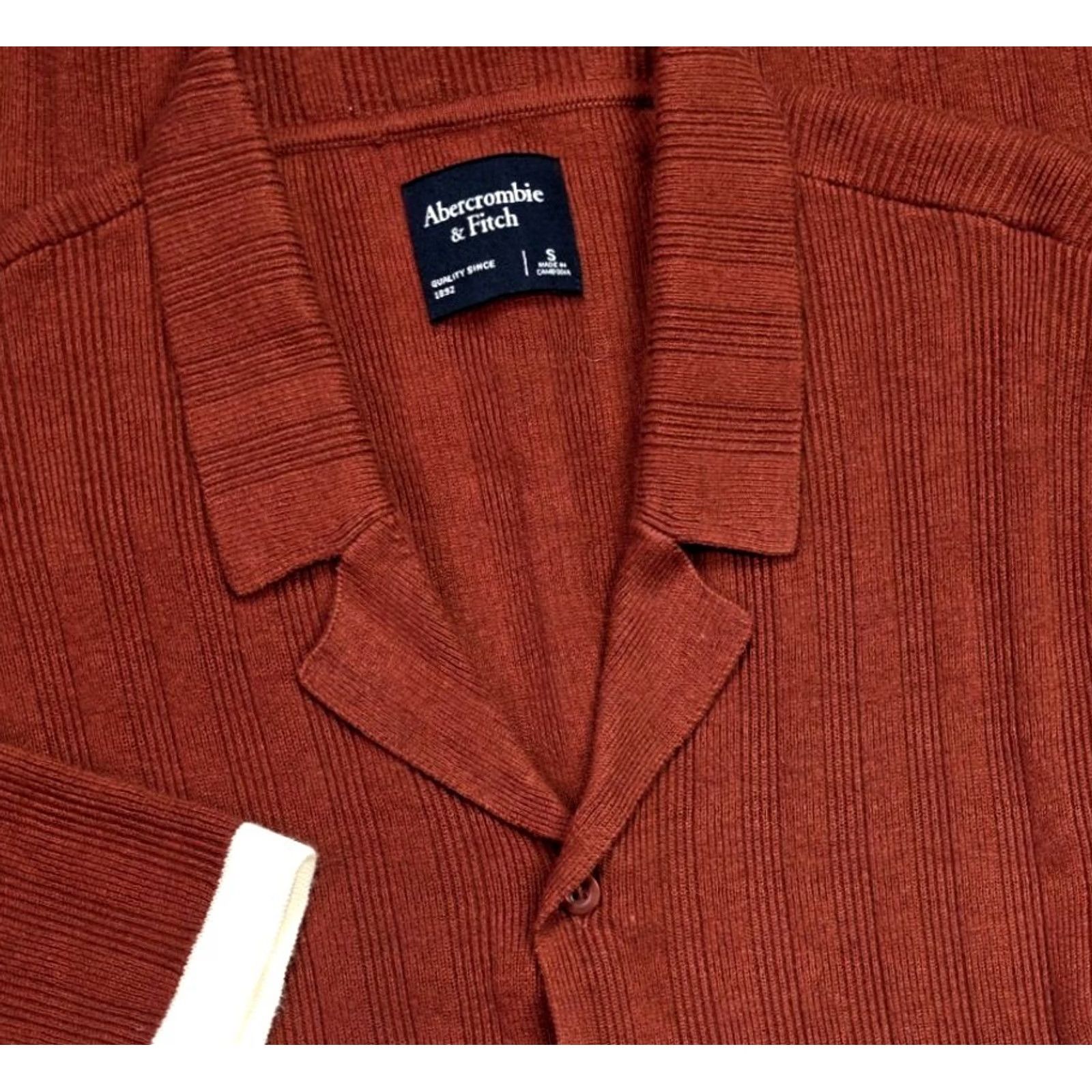 Abercrombie & Fitch Abercrombie & Fitch Shirt Mens Knit Button-Up Short Sleeve Brown Burnt Orange 50s 60s 70s 80s 90s Preppy Retro College S Size US S / EU 44-46 / 1 - 2 Thumbnail