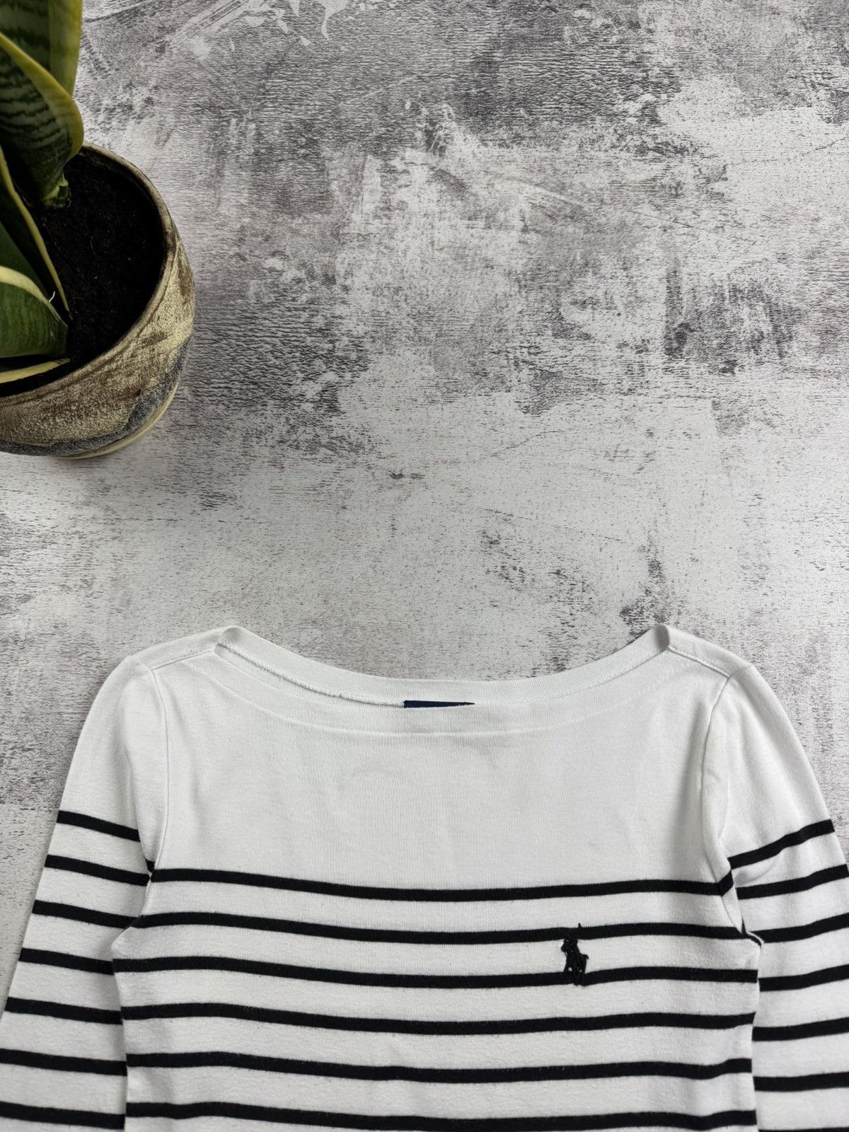 Polo Ralph Lauren × Vintage Polo Ralph Lauren Striped Boat Neck Longsleeve Sweatshirt Size XS / US 0-2 / IT 36-38 - 9 Thumbnail