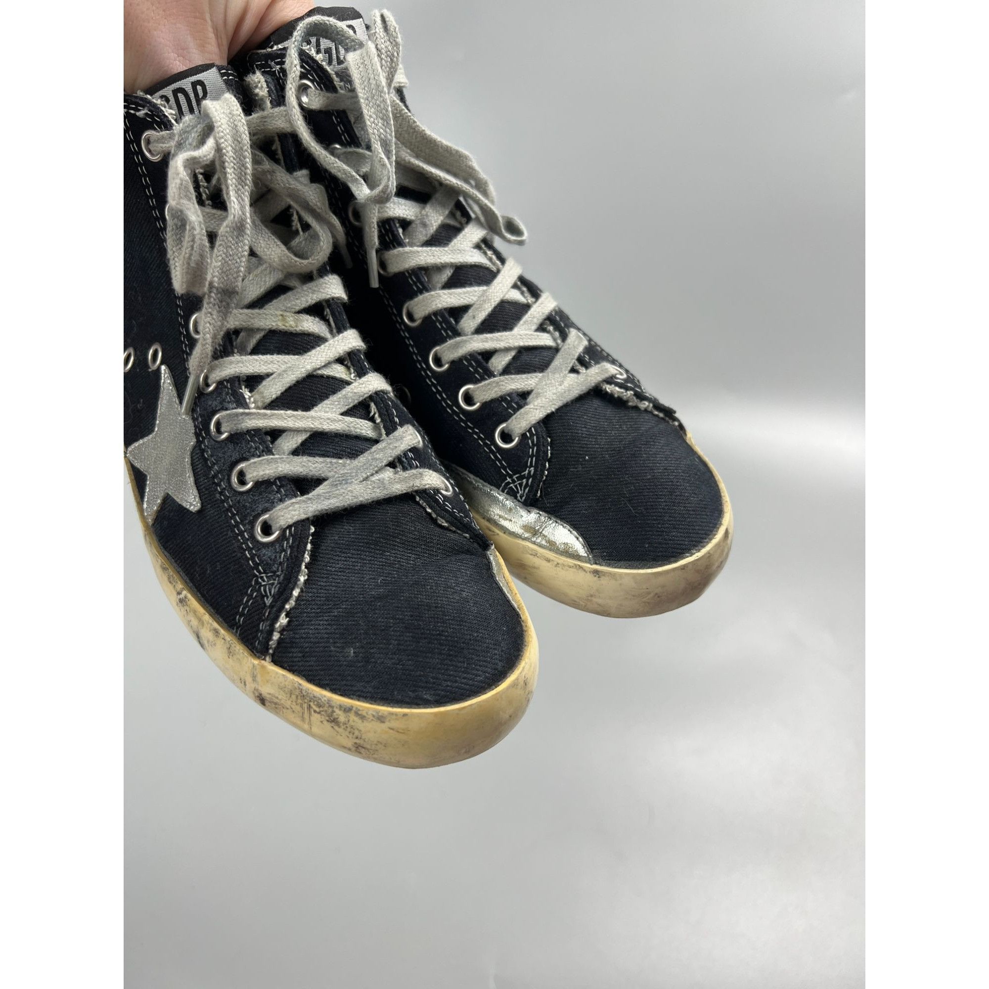 Golden Goose Golden Goose Francy Hi Top Denim Sneakers (Y0781) Size US 8 / IT 38 - 3 Thumbnail