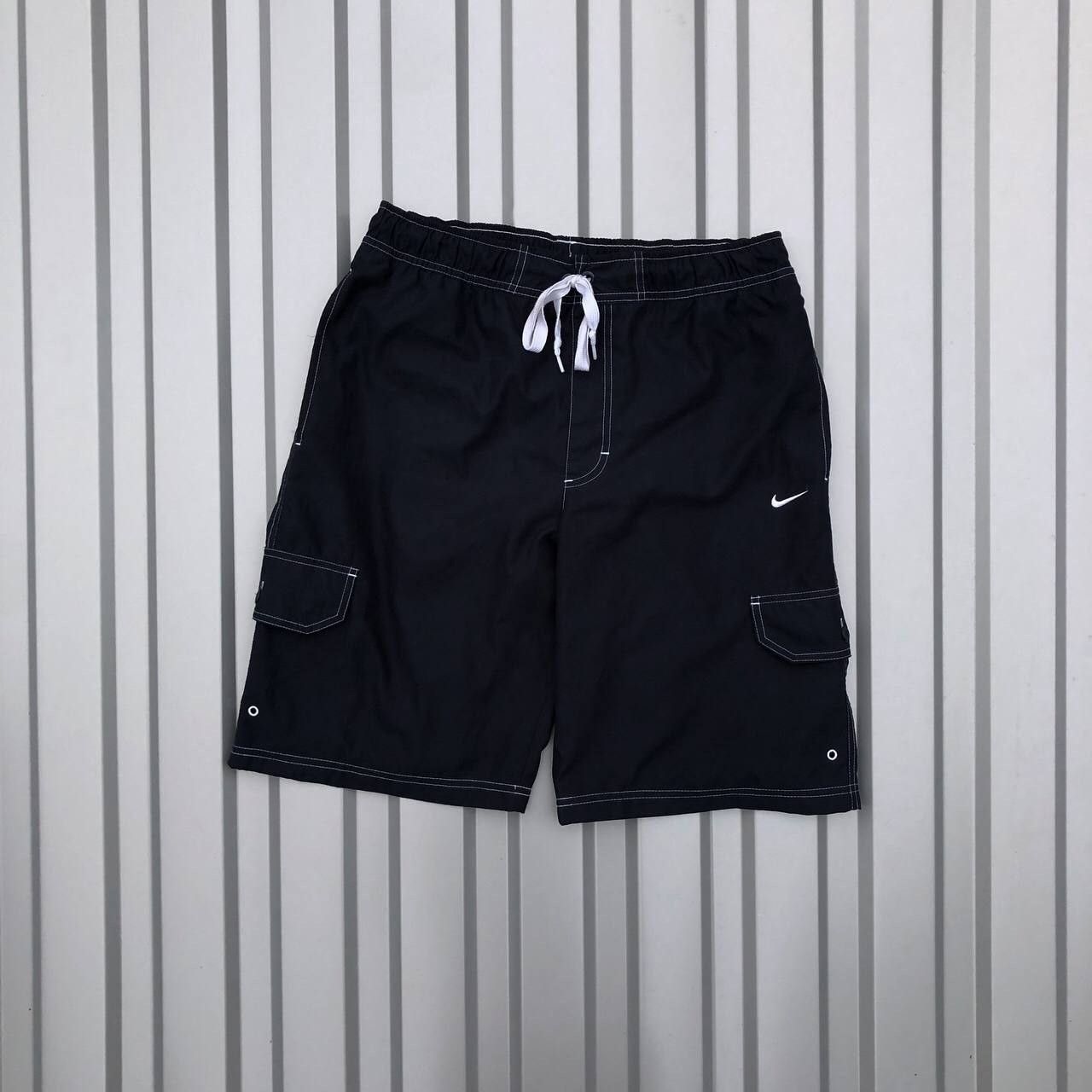 Nike × Vintage Nike Vintage Navy blue Cargo y2k Hype Shorts small swoosh Size US 32 / EU 48 - 1 Thumbnail