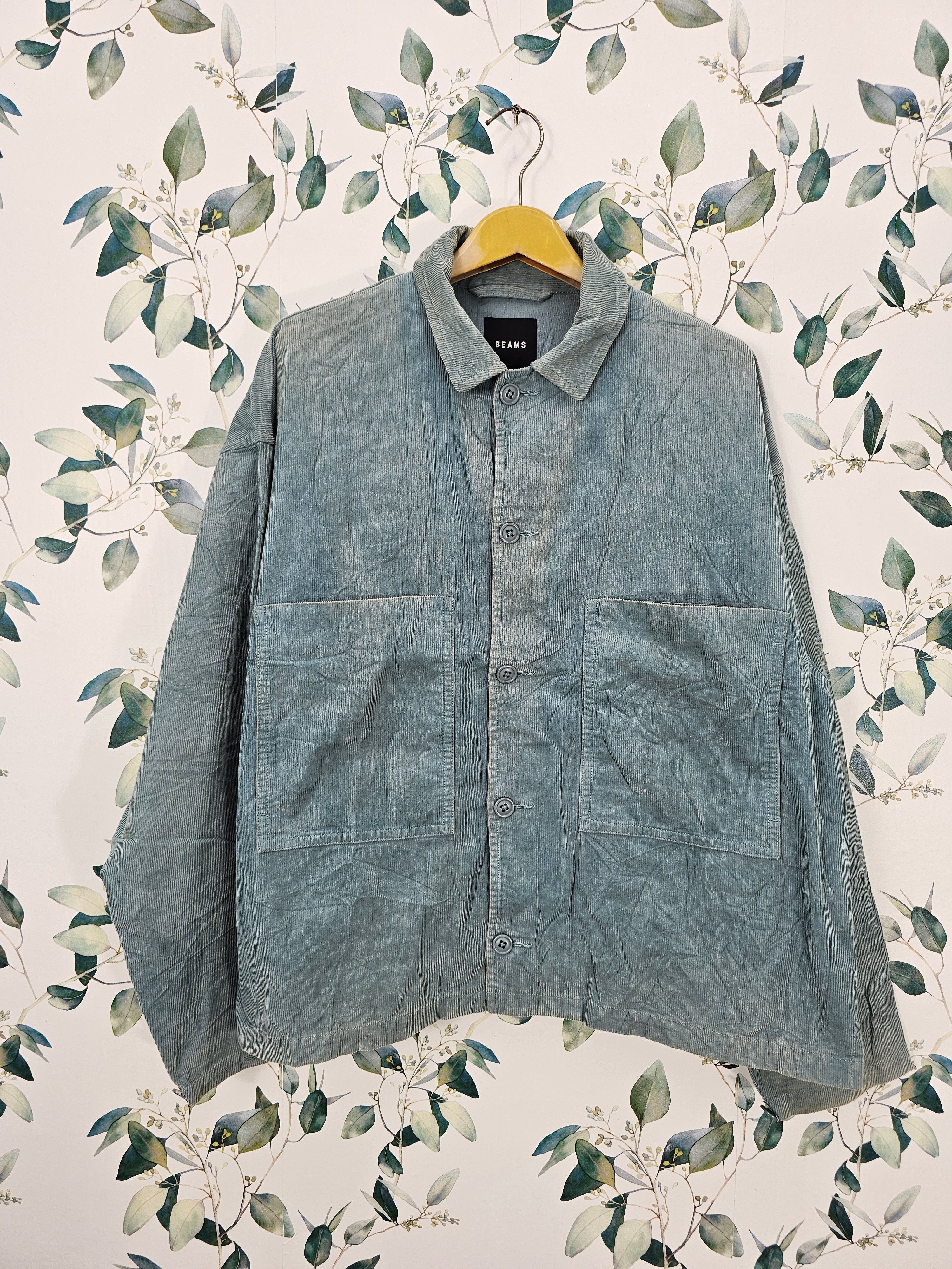 BEAMS Corduroy Faded Stain Blue Blazer Workwear Jacket J0103
