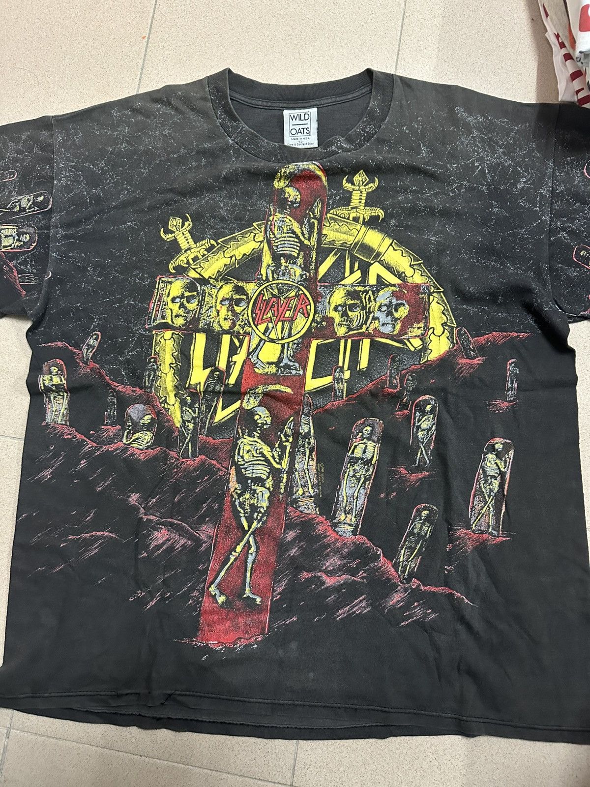 Vintage Vintage 1991 Slayer All Over Print tee Size US XL / EU 56 / 4 - 1 Thumbnail