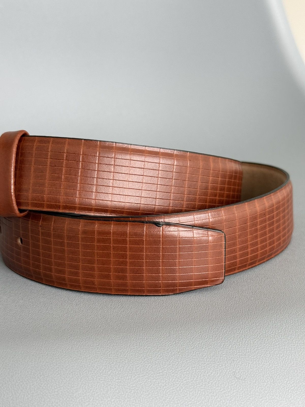 Ermenegildo Zegna Ermenegildo Zegna Brown Textured Leather Belt Buckle 95/110 Size ONE SIZE - 7 Thumbnail