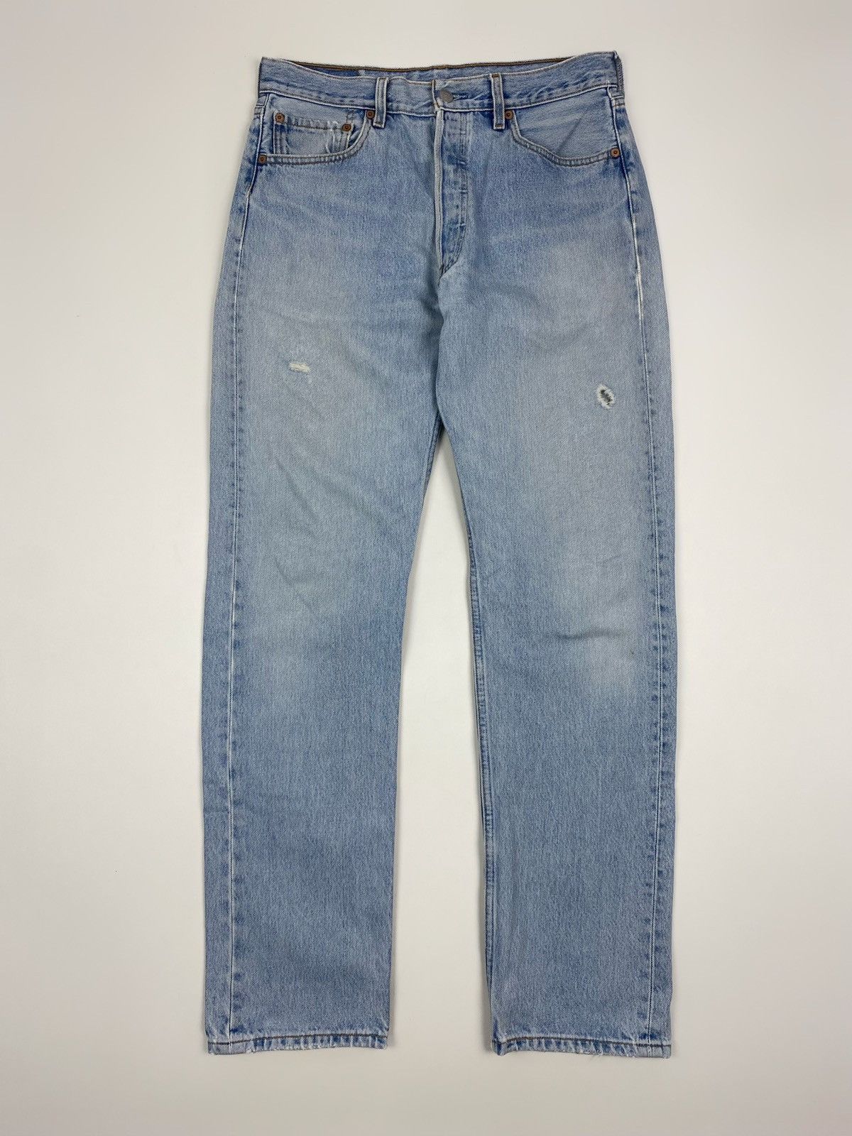 Levi's 2000s Vintage Distressed Levi’s 501 Washed Blue Denim Pants Size US 33 - 3 Thumbnail