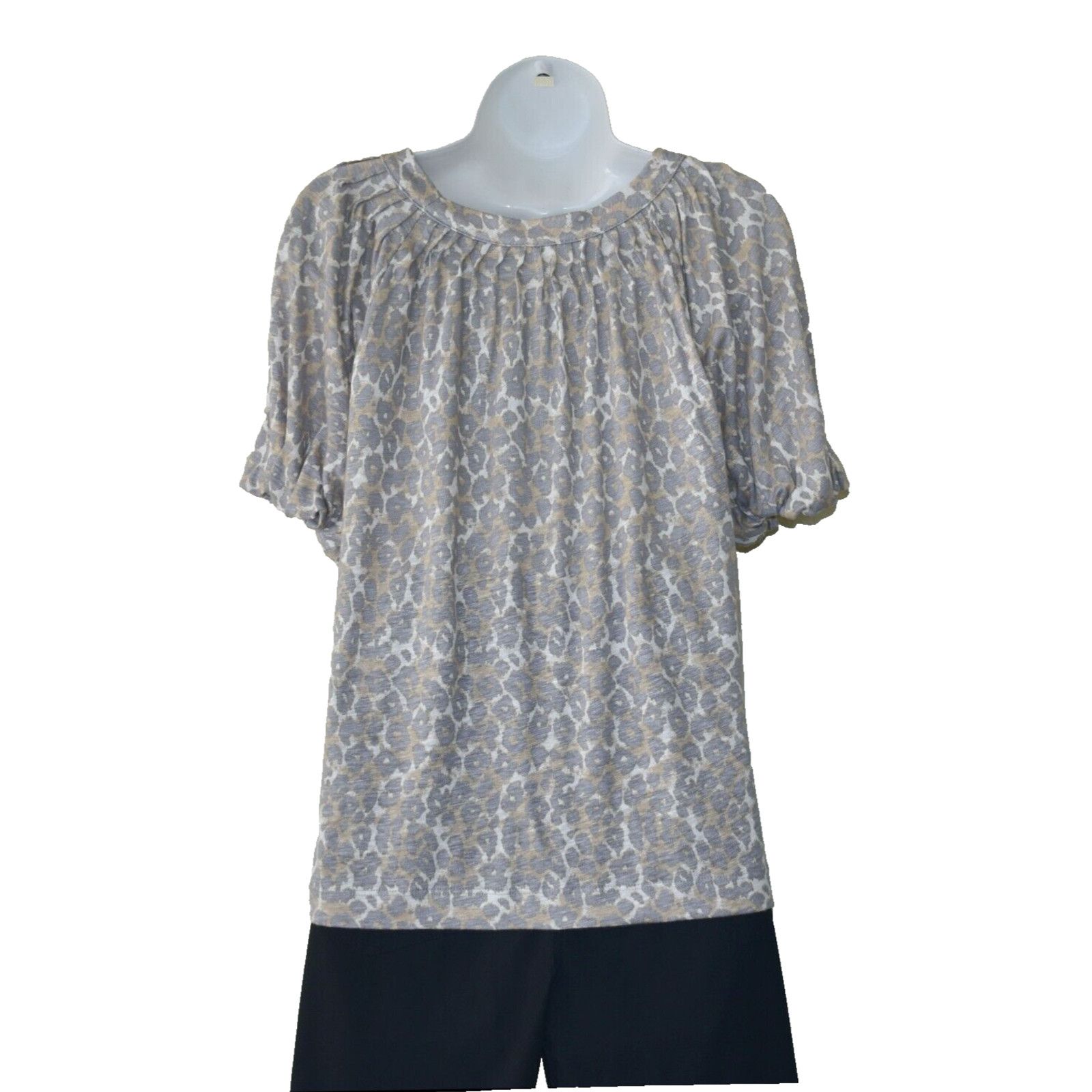 Anthropologie MAEVE BY ANTHROPOLOGIE Grey/Tan Leopard Printed Top Sz XS Size XS / US 0-2 / IT 36-38 - 3 Thumbnail