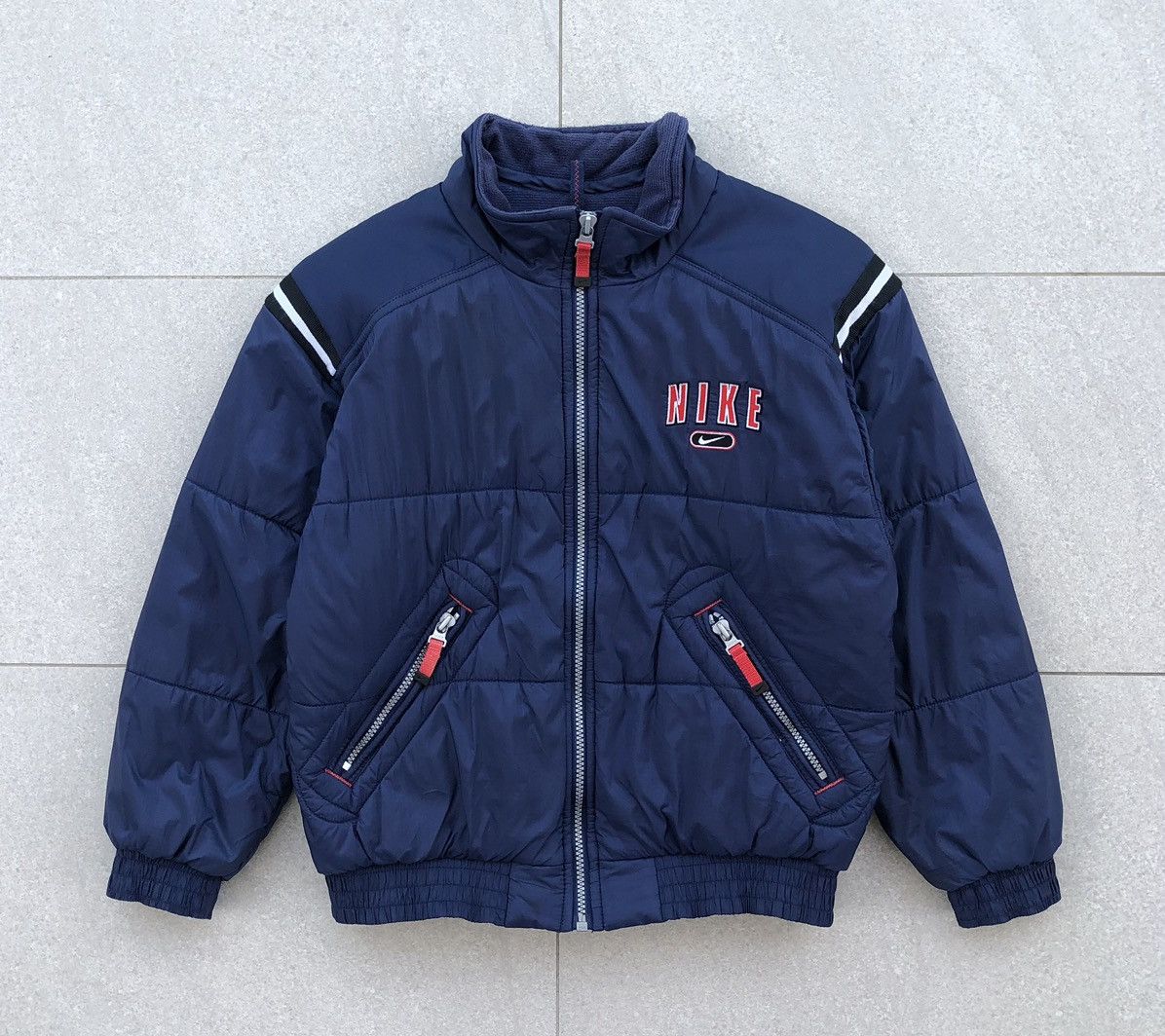 Nike Vintage NIKE Big Swoosh Nylon Padded Bomber Jacket For Kids Size US XXS / EU 40 - 6 Thumbnail