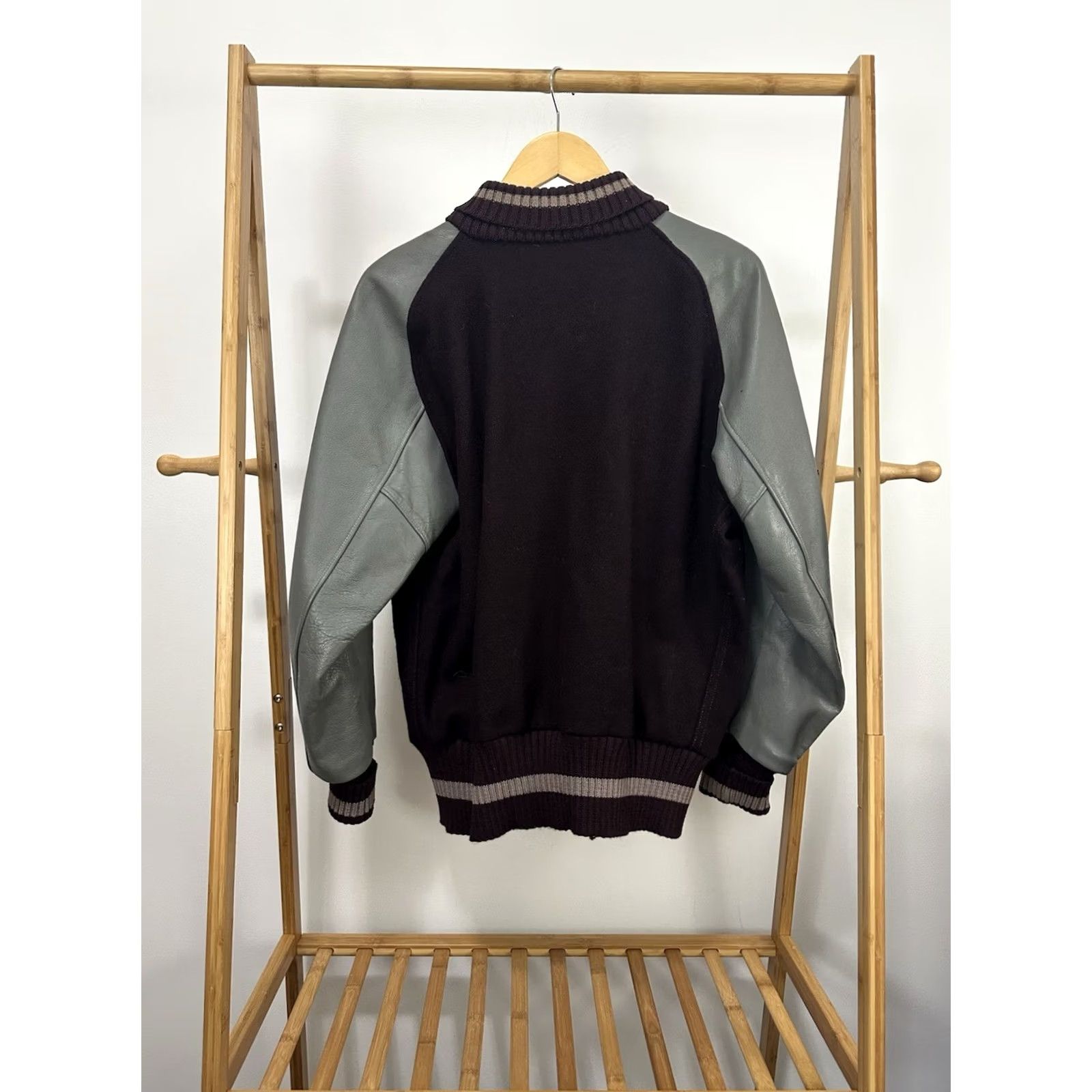 CO VTG 50s Lasley Knitting CO Wool Varsity Jacket Size 40 USA Maroon Leather Sleeve Mens Wool Coats & Jackets Size US XXS / EU 40 - 2 Thumbnail