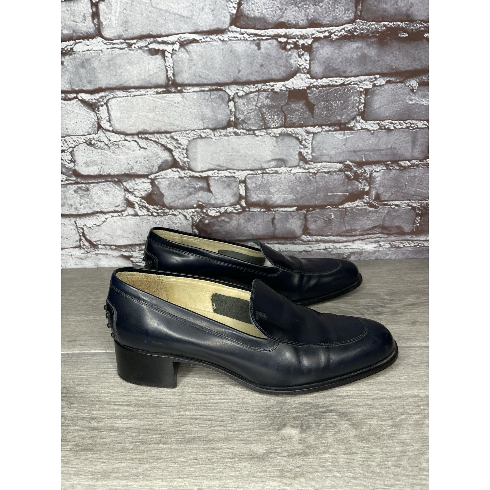 Tod's TOD'S Navy Blue Leather Heeled Slip On VTG Loafer Pumps Shoe Size US 7.5 / IT 37.5 - 16 Thumbnail