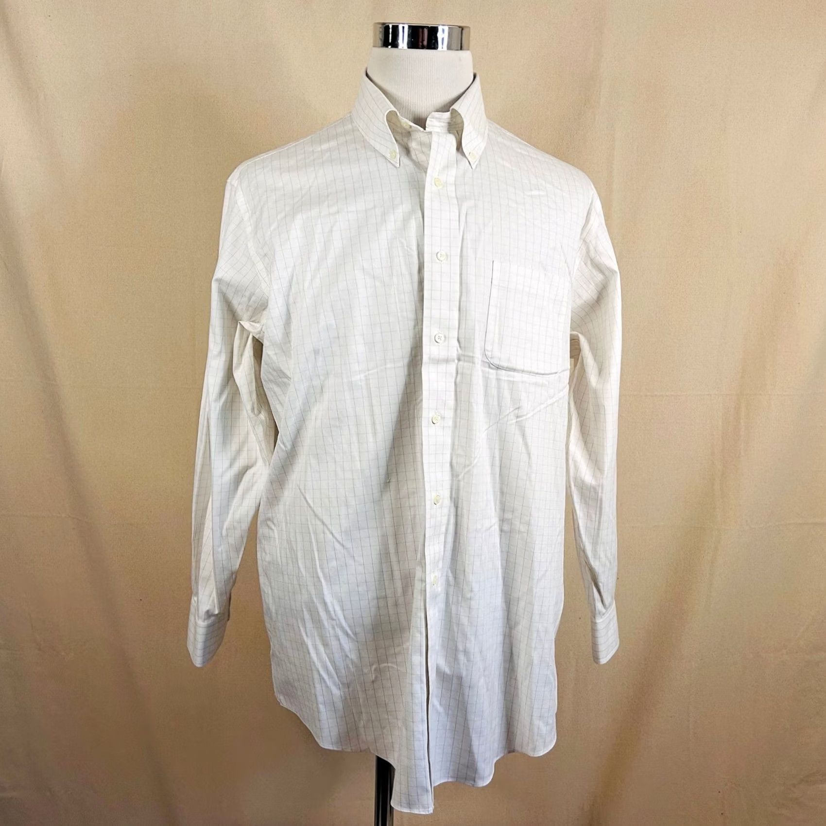 Brooks Brothers Brooks Brothers Madison Button Down Shirt White Windowpane Cotton Blend Mens 16.5 33 Size US XL / EU 56 / 4 - 2 Thumbnail
