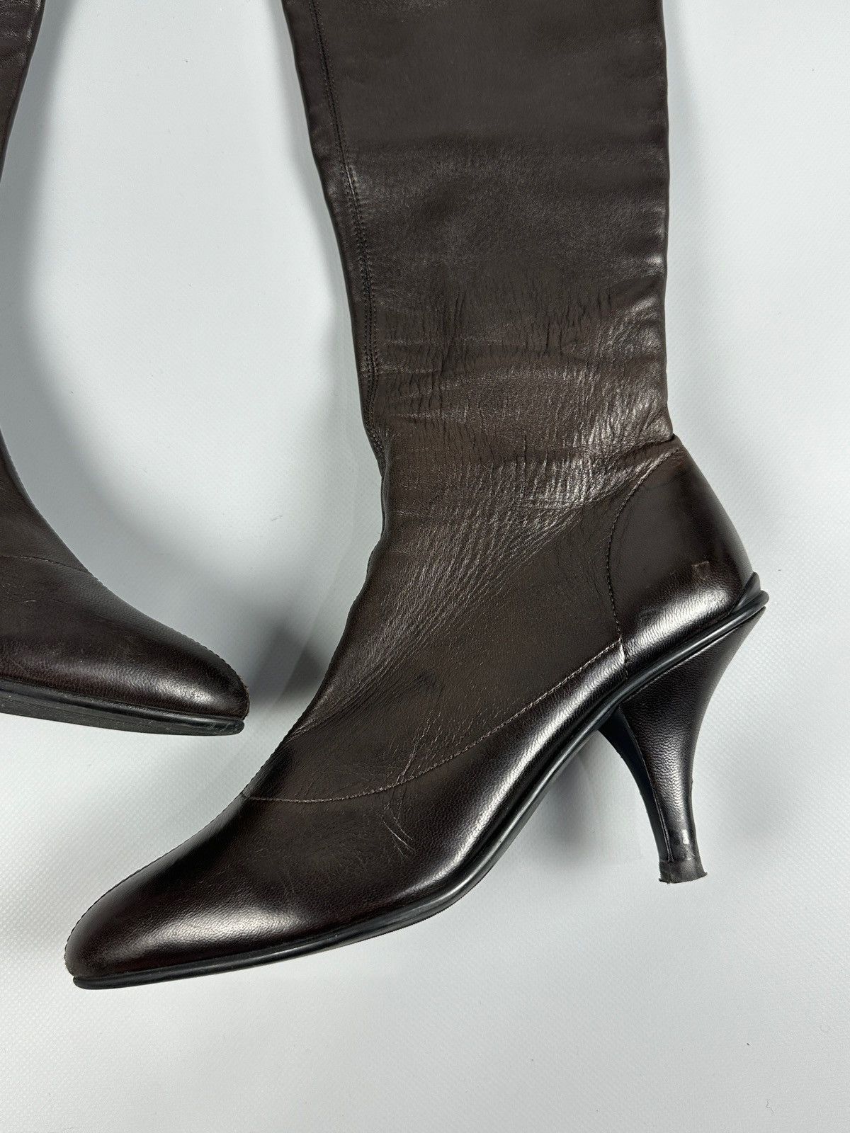 Prada Vintage Prada Soft Brown Leather Nappa Stretch Heels Boots Size US 6 / IT 36 - 10 Thumbnail