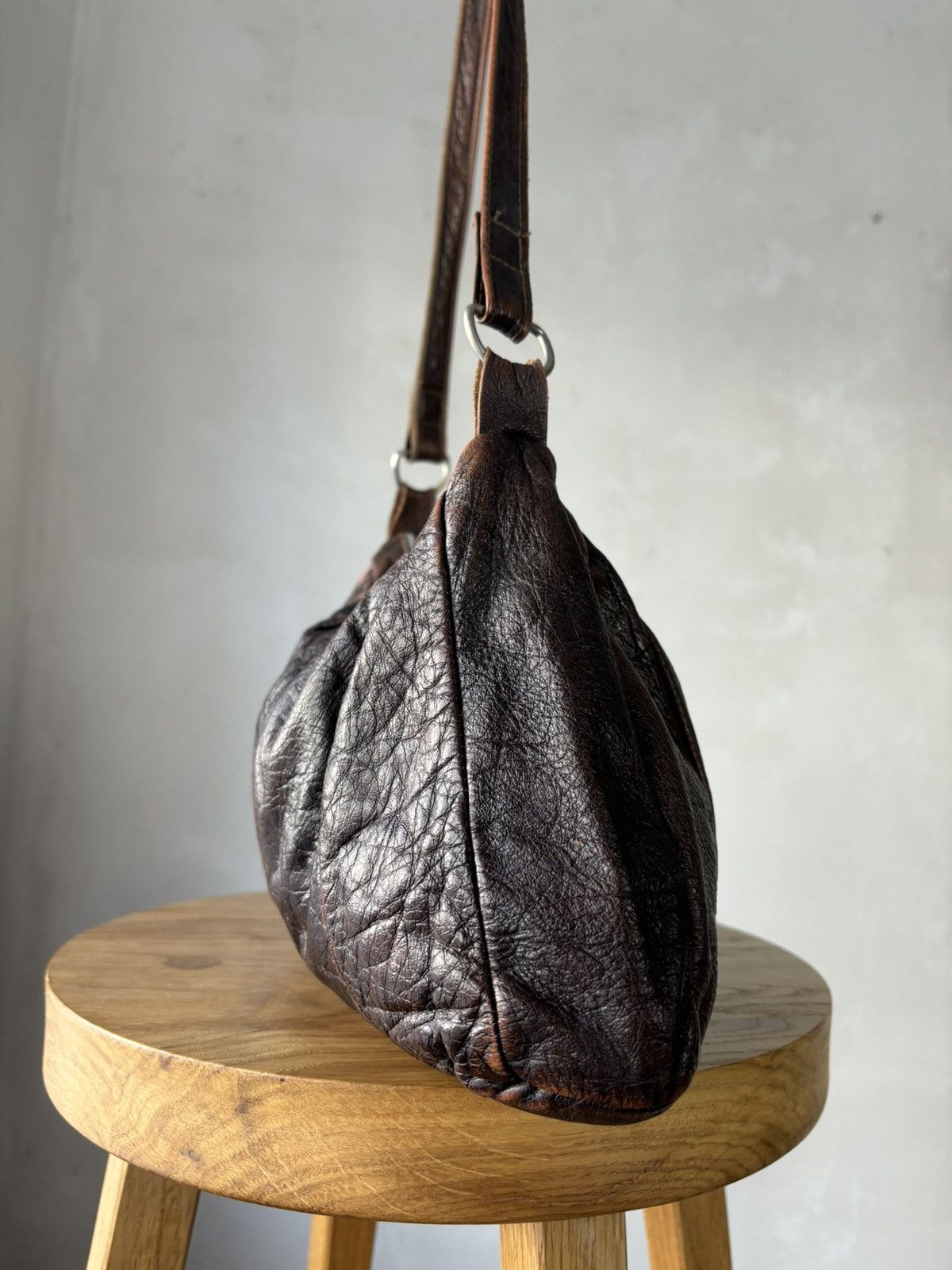 Genuine Leather × Vintage Vintage 60s Plaeted Leather Shoulders Bag Size ONE SIZE - 6 Thumbnail