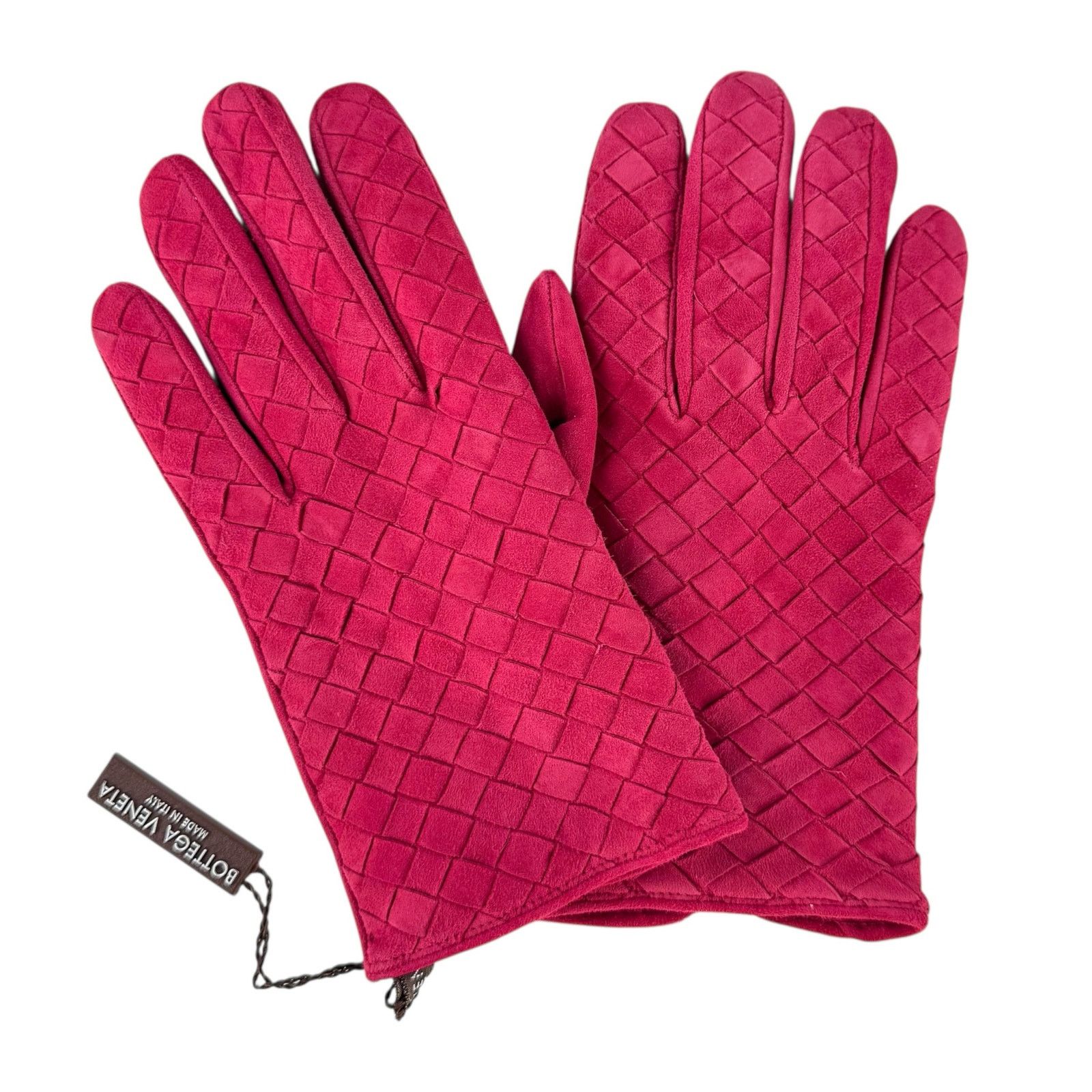 Bottega Veneta Bottega Veneta Pink Suede Intrecciato Gloves Size ONE SIZE - 1 Thumbnail