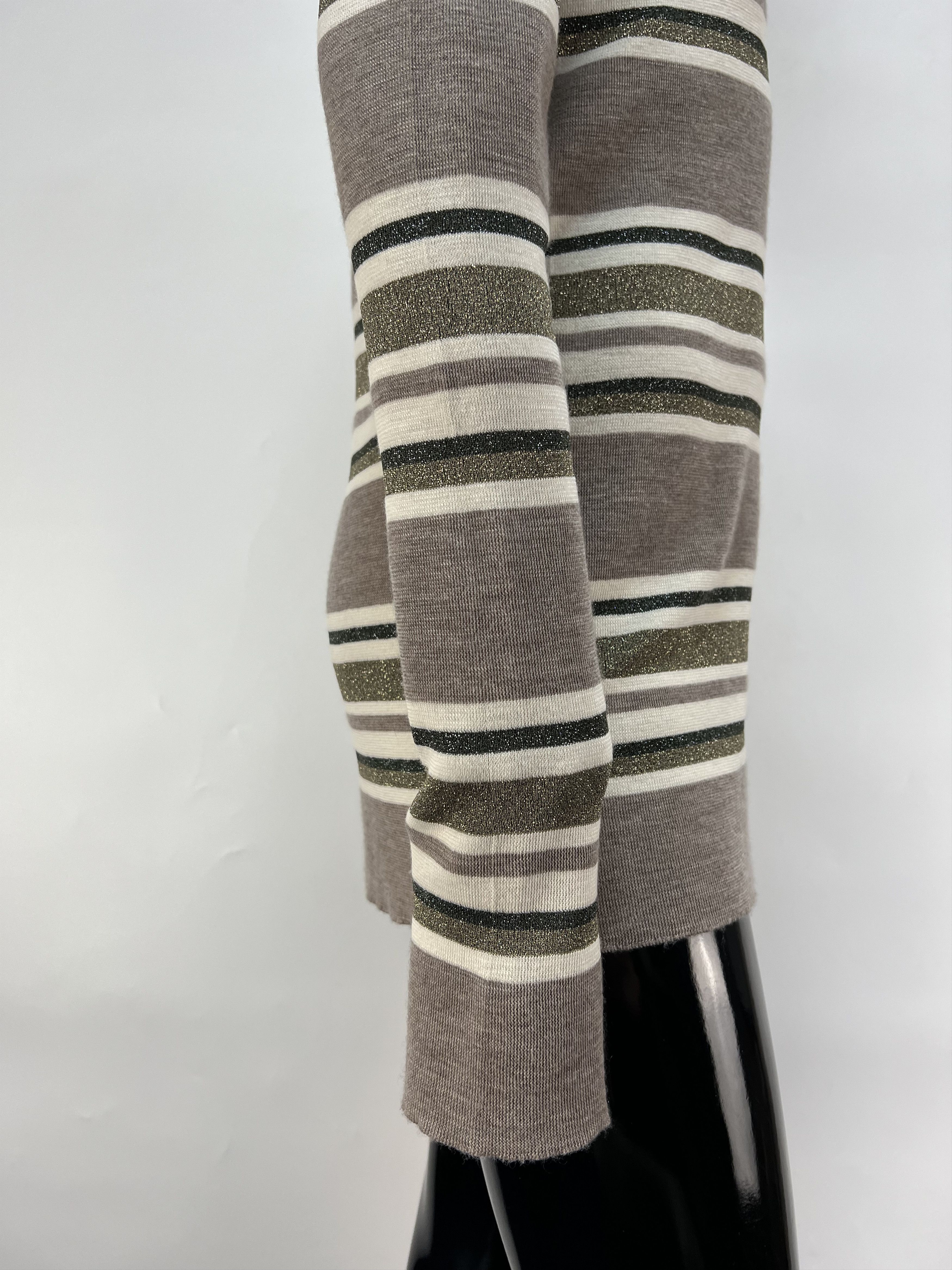 Brunello Cucinelli Brunello Cucinelli Wool Cashmere Striped V-Neck Sweater Size L / US 10 / IT 46 - 8 Thumbnail