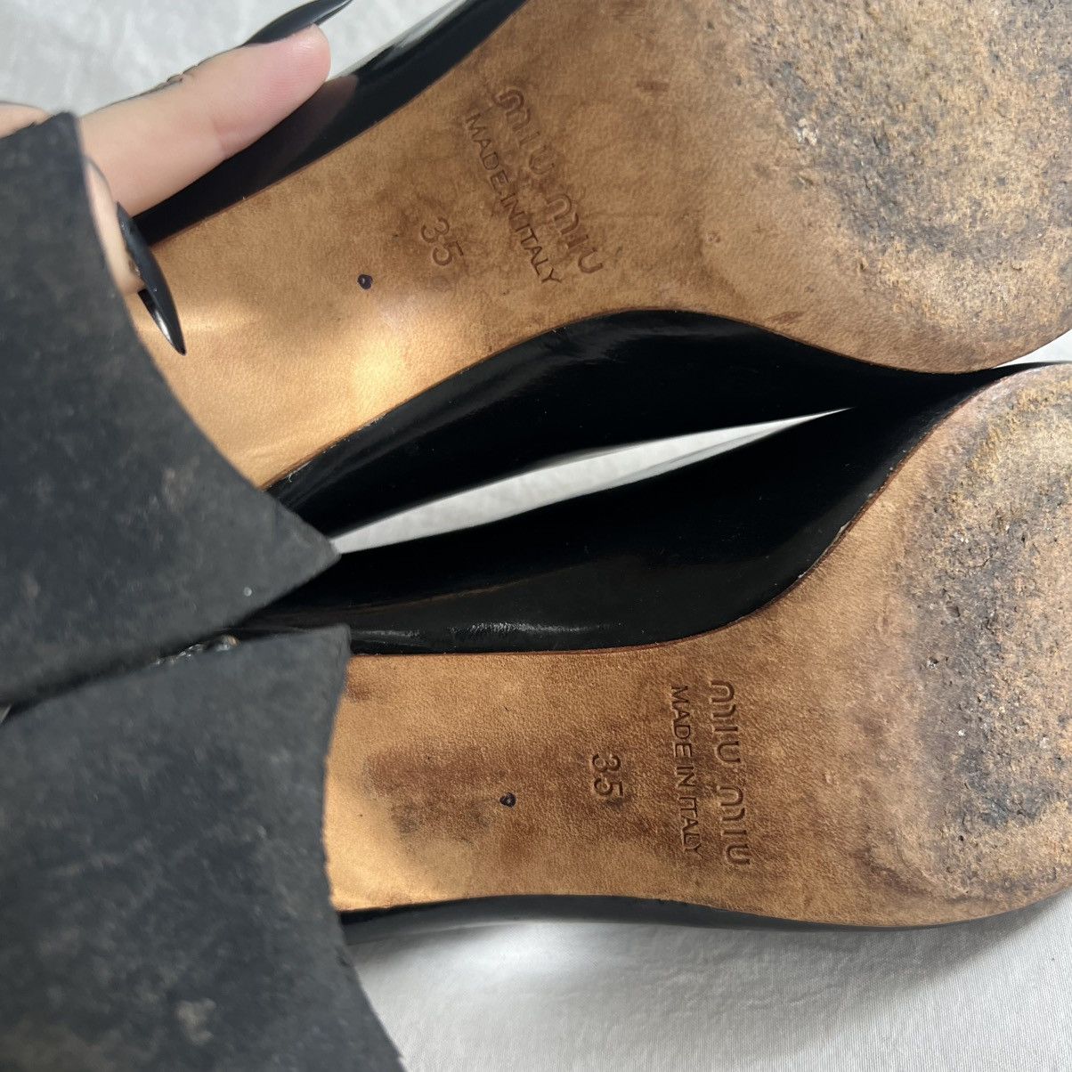 Miu Miu Miu Miu Black patent leather Swarovski crystal block heel Size US 5 / IT 35 - 7 Thumbnail