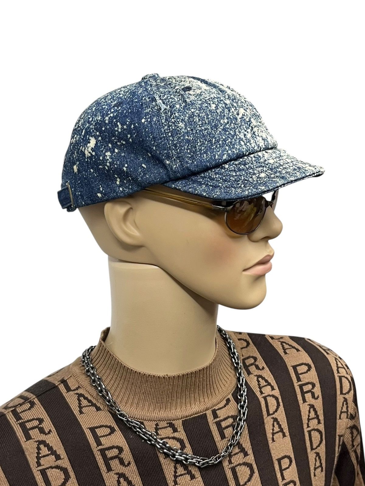 Indigo Grunge Art Spilled Paint Indigo Short Brim Hat Kapital Style Size ONE SIZE - 3 Thumbnail