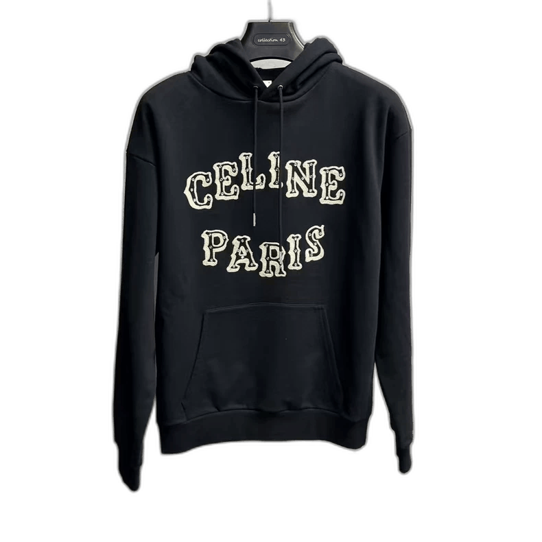 Celine Celine Black Logo Print Hooded Sweatshirt Size US XS / EU 42 / 0 - 1 Thumbnail
