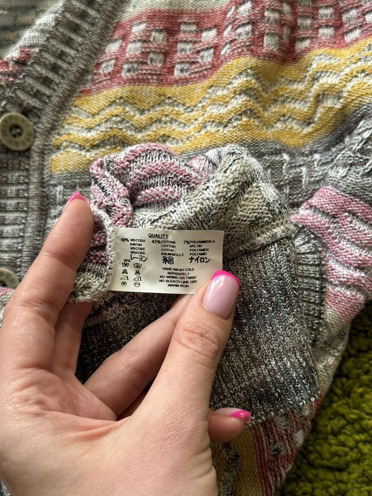 Missoni × Vintage Missoni 90s vintage iconic coloured cardigan sweater Size L / US 10 / IT 46 - 9 Thumbnail